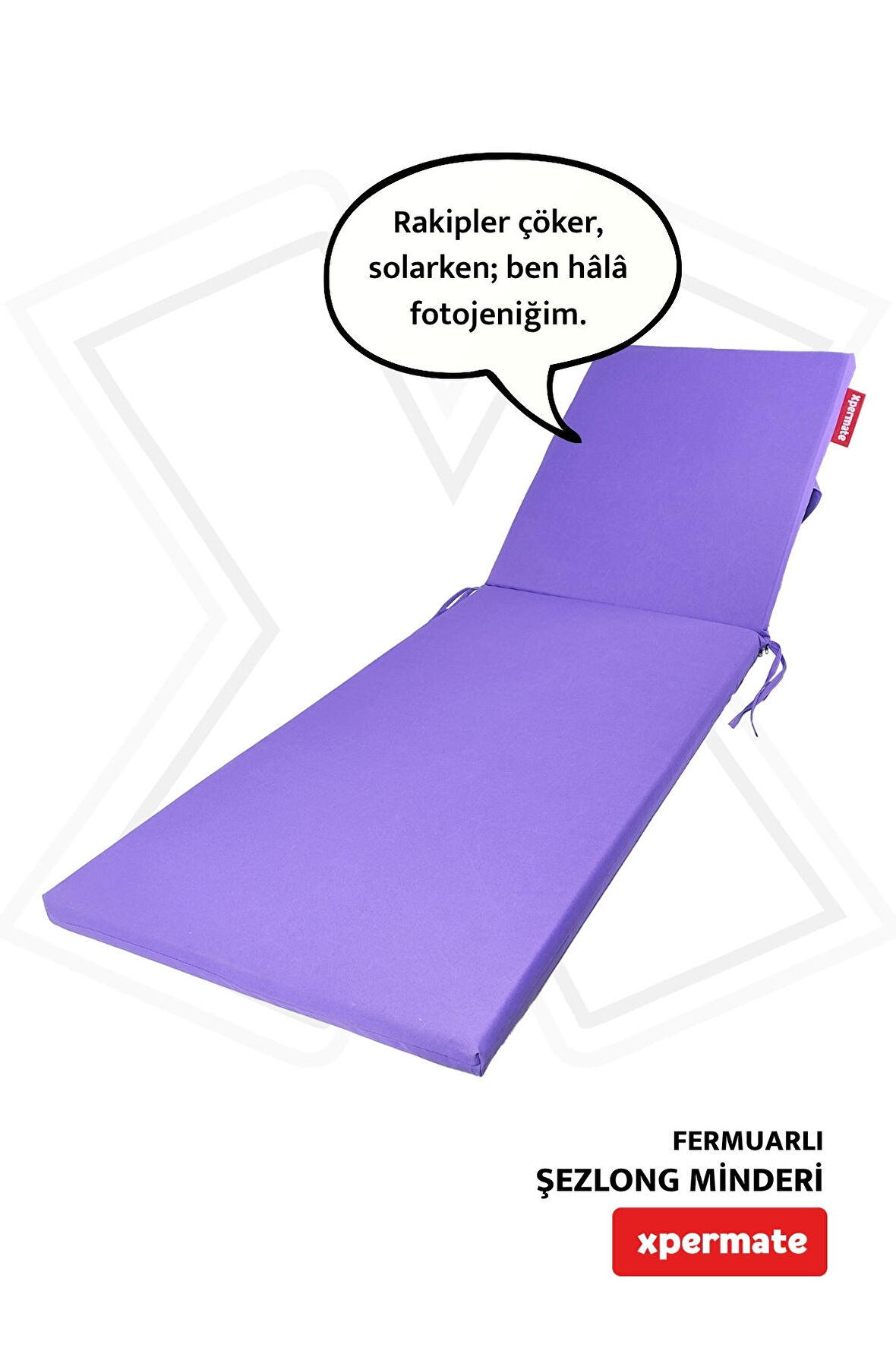XPERMATE Fermuarlı Şezlong Minderi Su Geçirmez Kumaş Katlanır Şezlong Minderi Katlanabilir Plaj Minderi 60x180x5 Mor