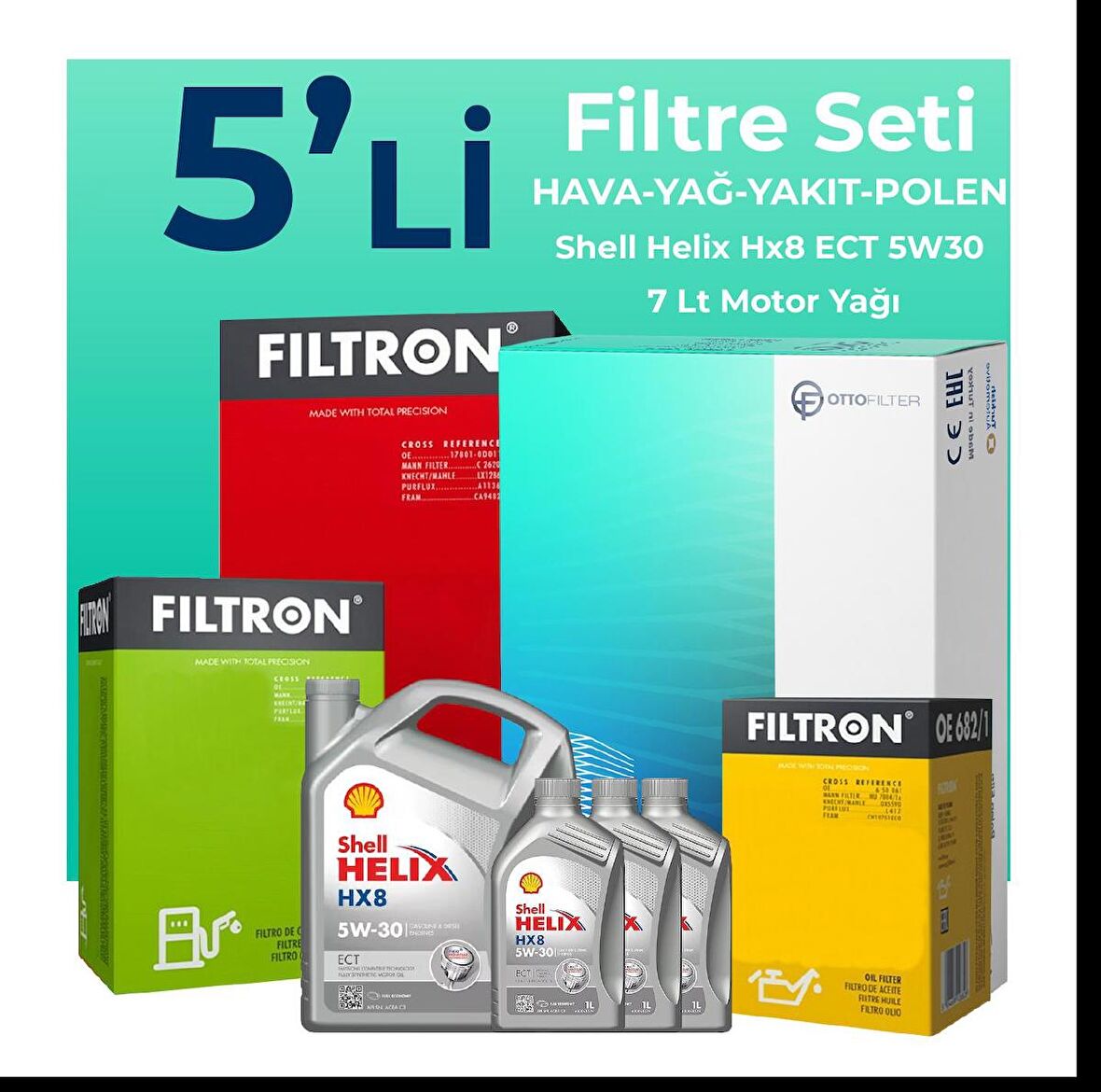 Filtron Isuzu D-Max 1.9 Filtre Bakım Seti Shell Motor Yağlı (2017-2023) 5 Li