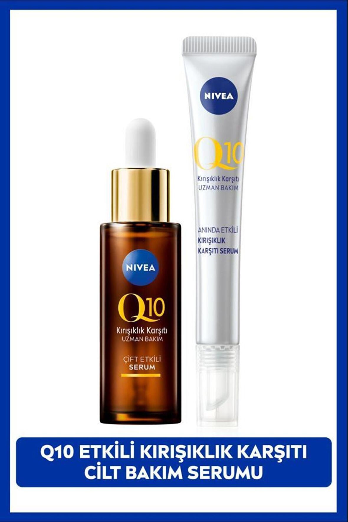 Nivea Q10 Kırışıklık Karşıtı Çift Etkili Cilt Serumu 30ml, Q10 Anında Ekili Kırışıklık Karşıtı Serum 15ml