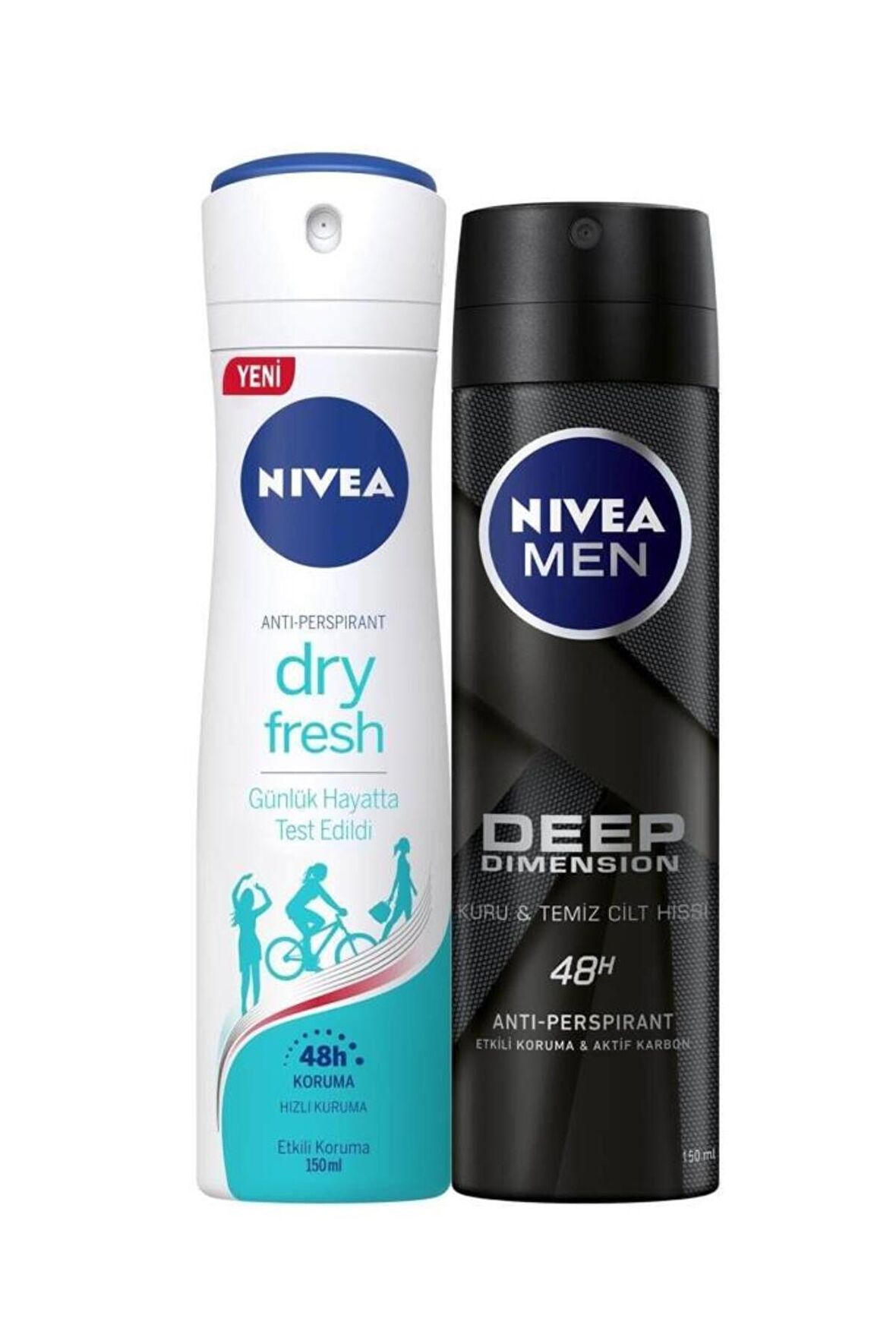 Nivea Dry Fresh Deosprey 150 ml Deep Dimension Erkek Deosprey 150 ml 2'li Paket