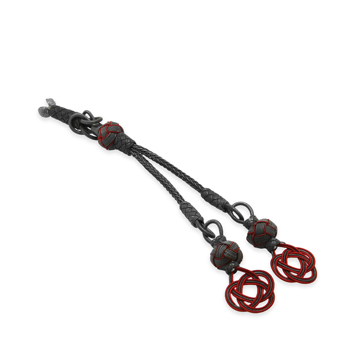 Kırmızı-Eskitme Renk 1000 Ayar Gümüş 2'li Kazaz Püskül