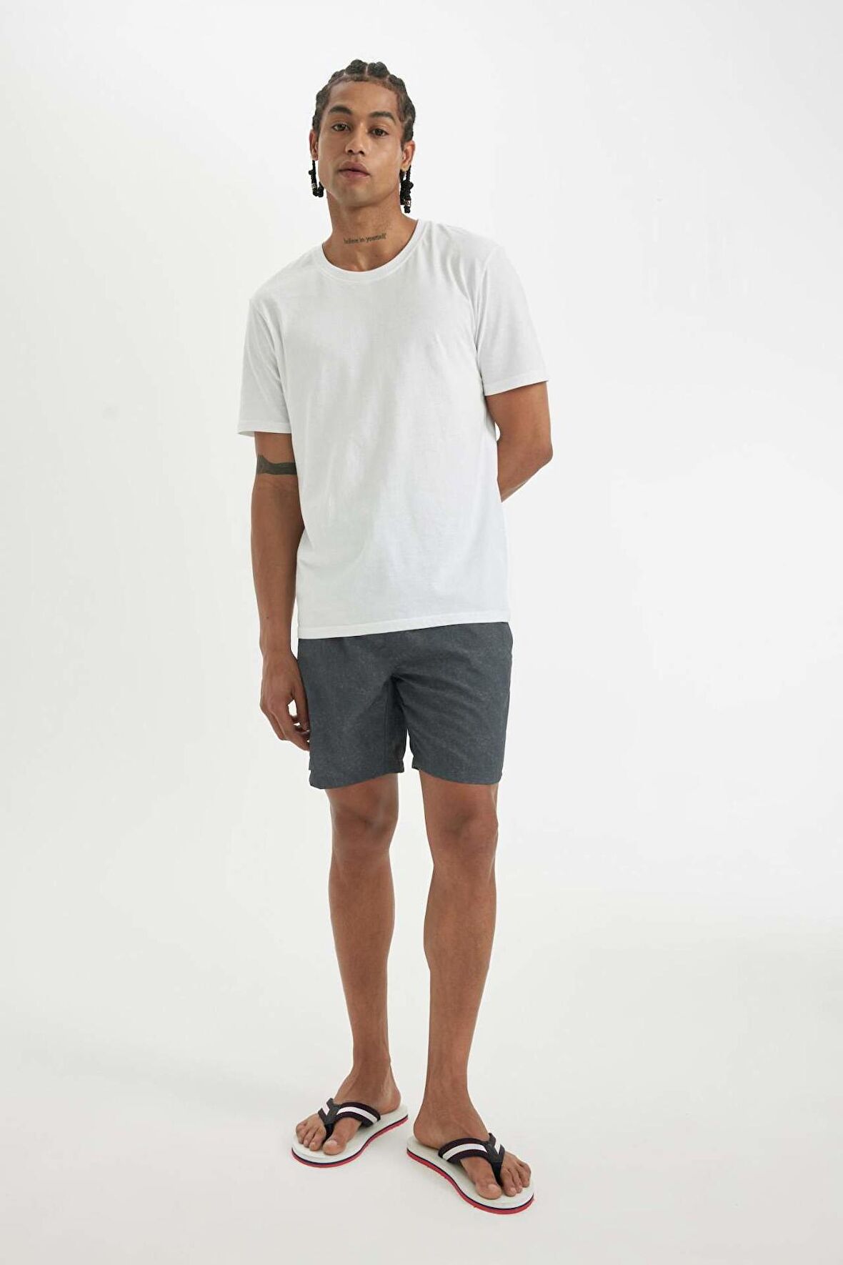 DeFacto Regular Fit File Astarlı Kısa Boy Deniz Şortu B7279AX24HSGR474