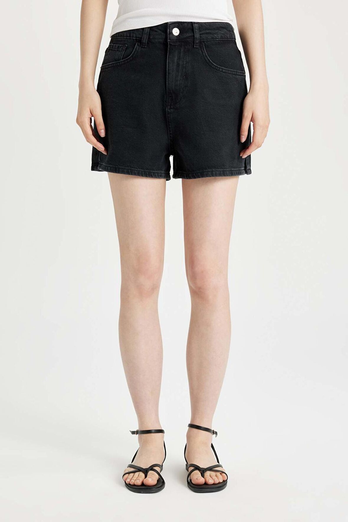 DeFacto Mom Fit Yüksek Bel Dar Paça Jean Şort C0685AX24SMNM40