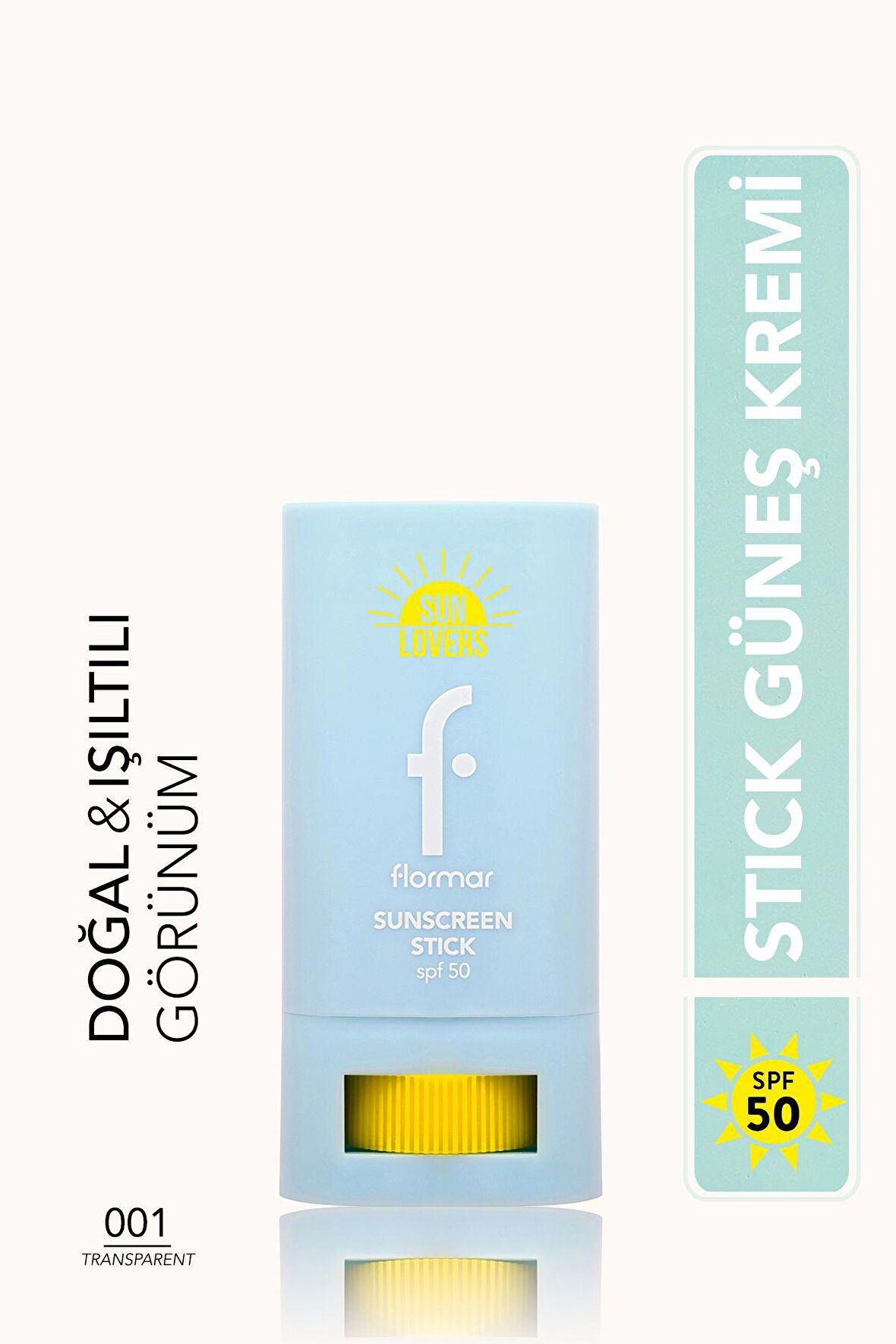 Flormar Sun Lovers Canlı Görünüm Veren Nemlendirici Etkili Stick Güneş Koruyucu Spf50- 001 Şeffaf