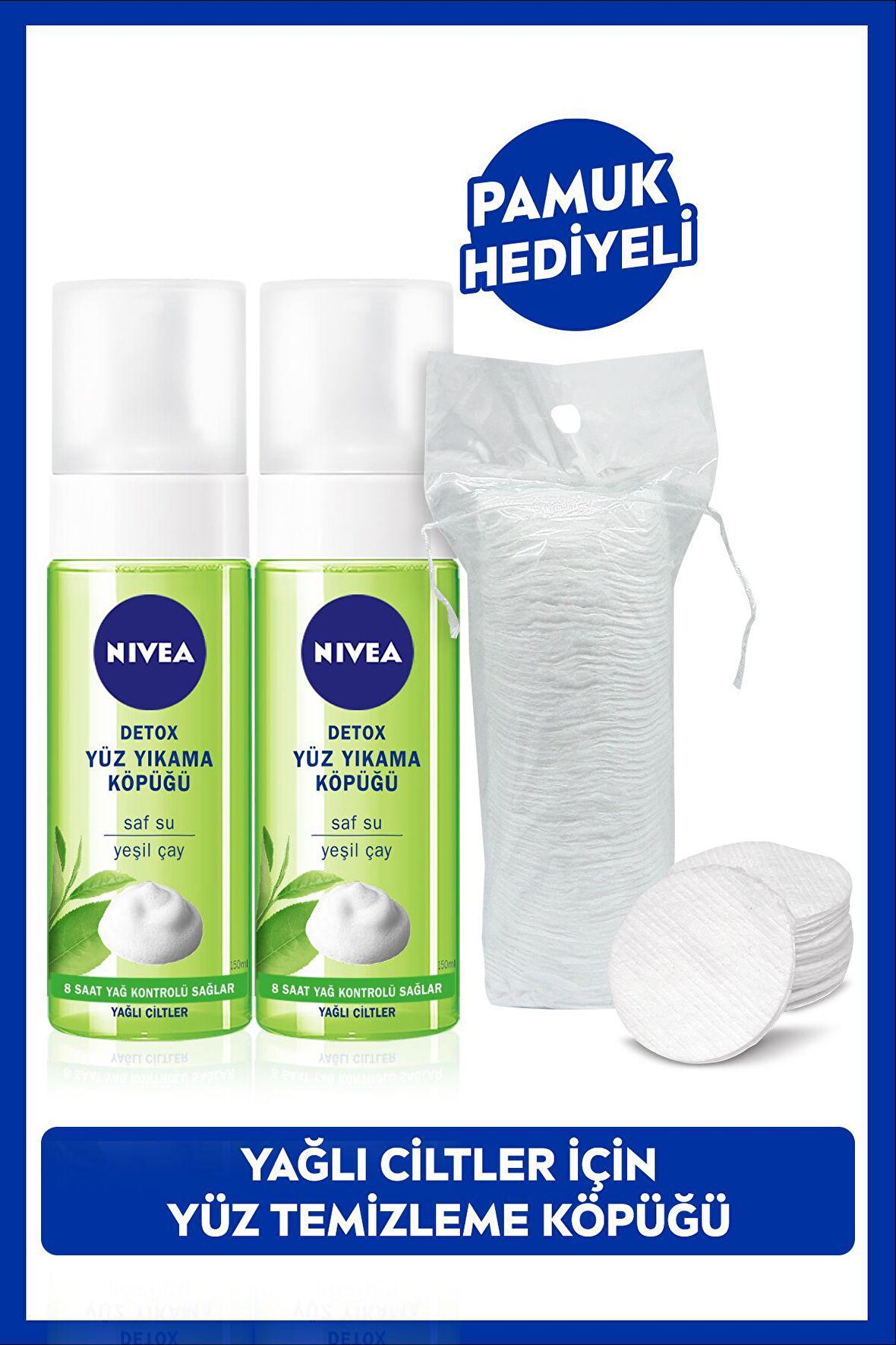 Nivea Detox Yüz Yıkama Köpüğü Yağlı Ciltler 2x150ml