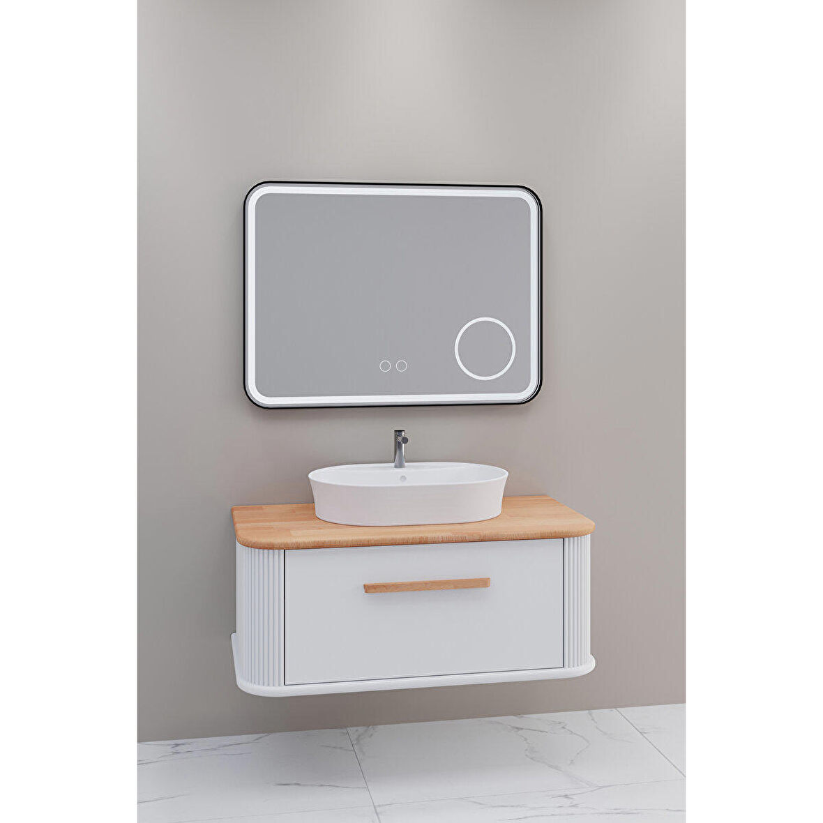 CASSE 100 CM BEYAZ LAVABOLU BANYO DOLABI BEYAZ / KAYIN