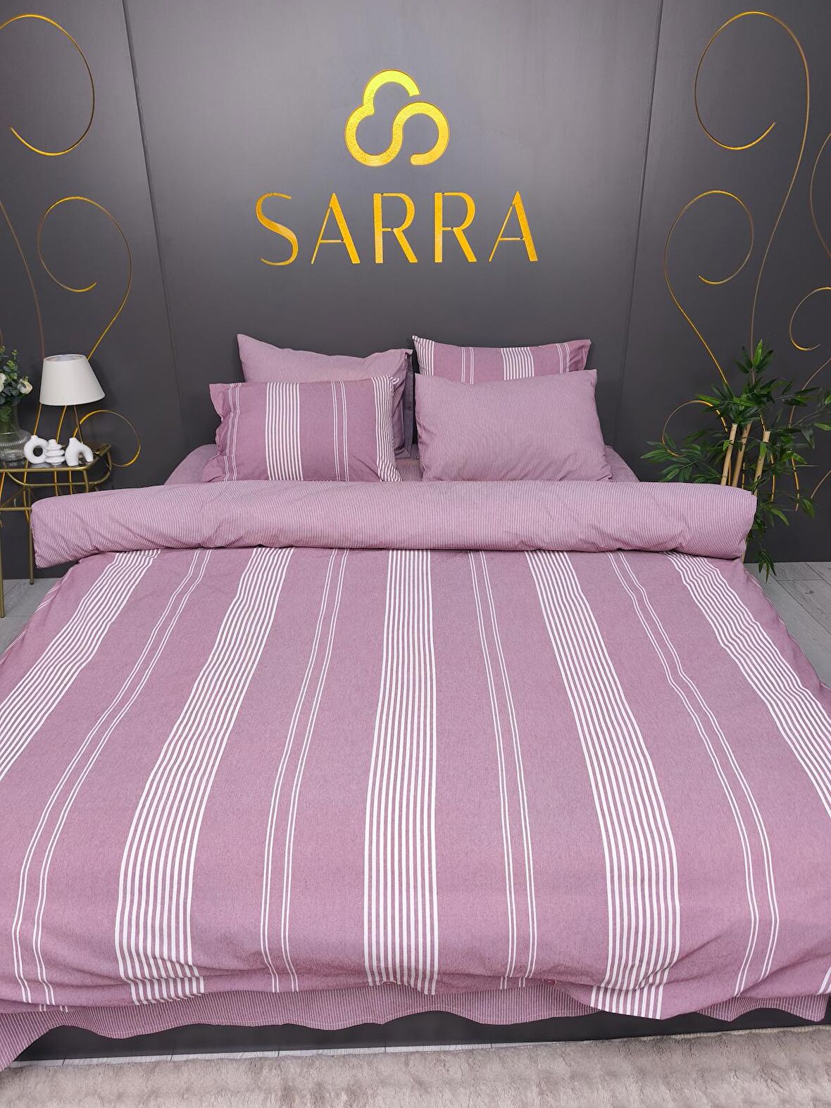 SARRA HOME NATURAL ÇİFT KİŞİLİK NEVRESİM TAKIMI - MÜRDÜM