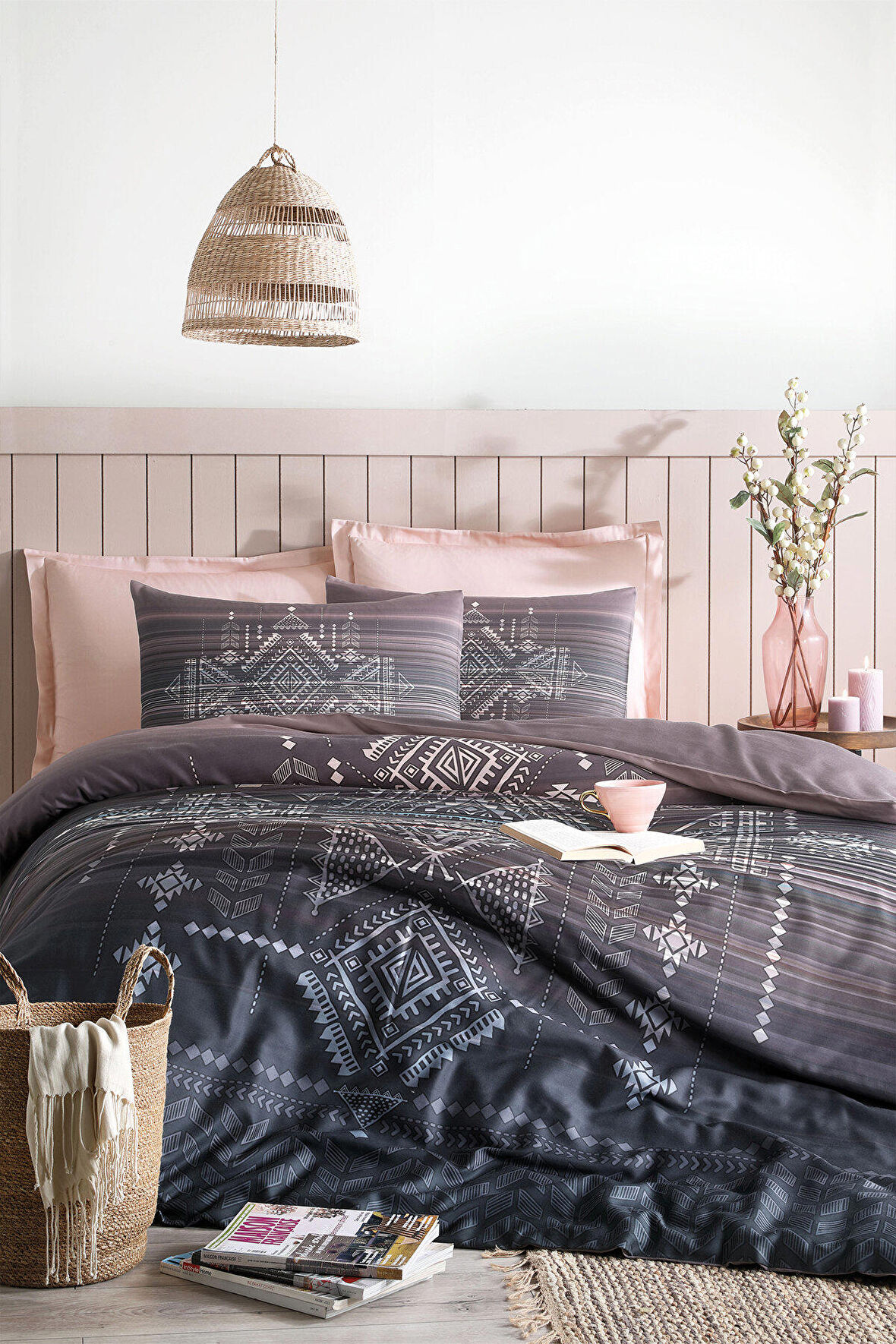 Özdilek Tappeto Çift Kişilik Soft Life Saten Nevresim Takımı Lacivert