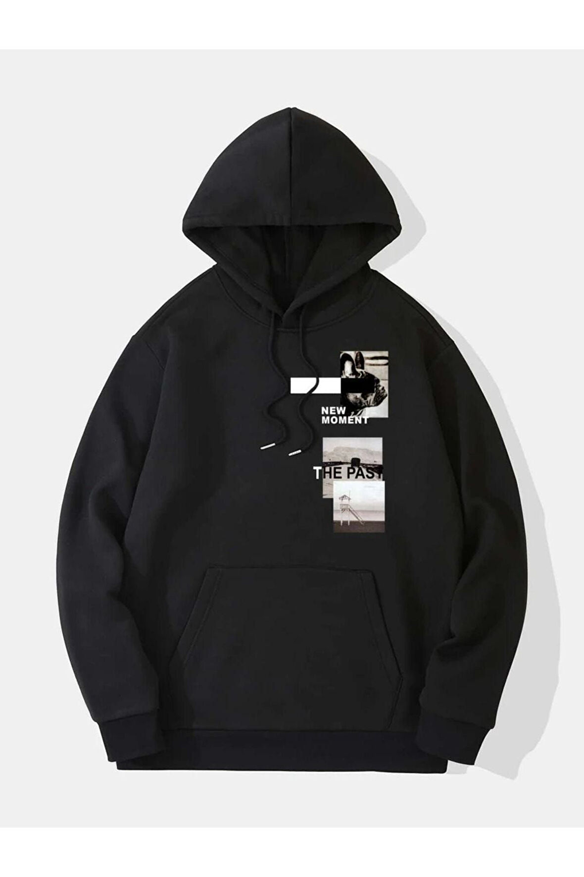 Unisex New Moment Baskılı Oversize Kapşonlu Sweatshirt