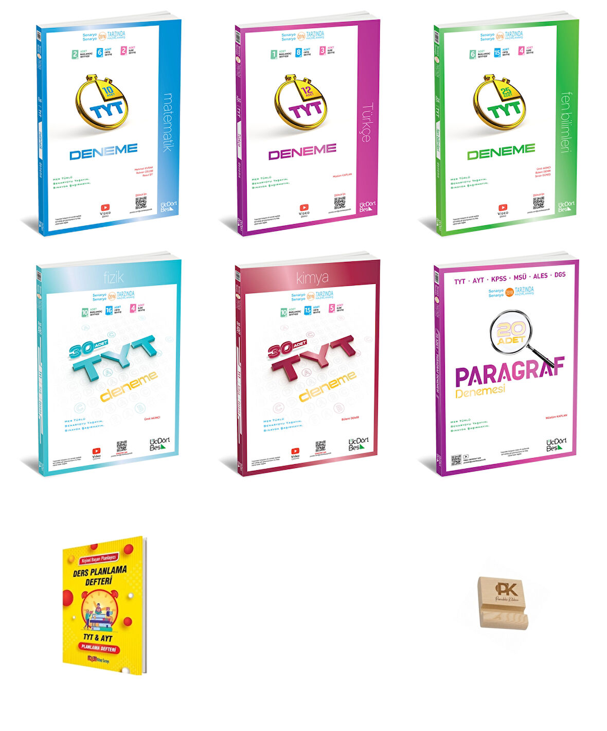 345 TYT 2026 Matematik Fen Türkçe Fizik Kimya ve Paragraf Denemeleri +Planlama Defteri ve Stand