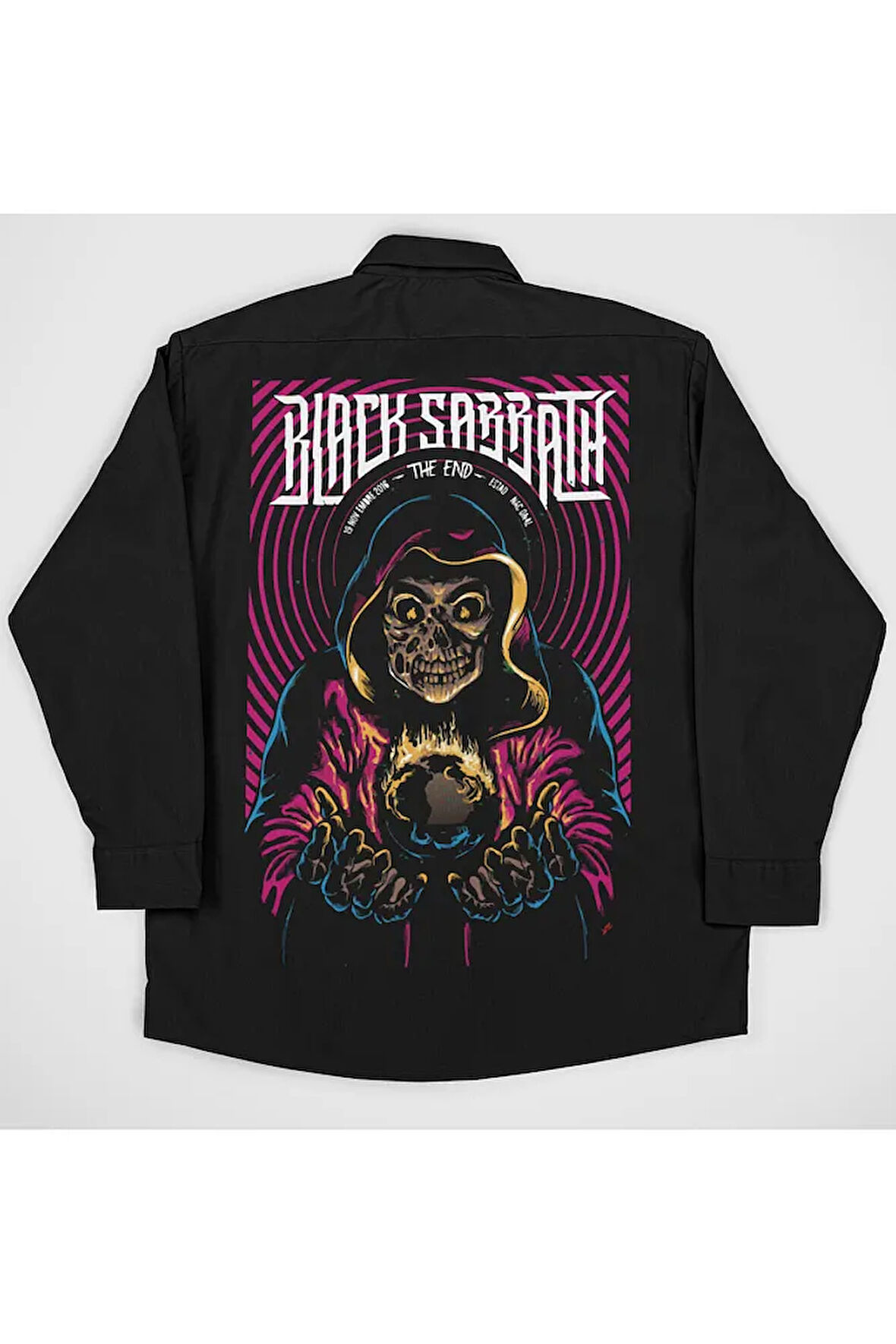 Black Sabbath The End Yazılı Müzik Grubu Baskılı Unisex Rock Metal Cepli Gömlek