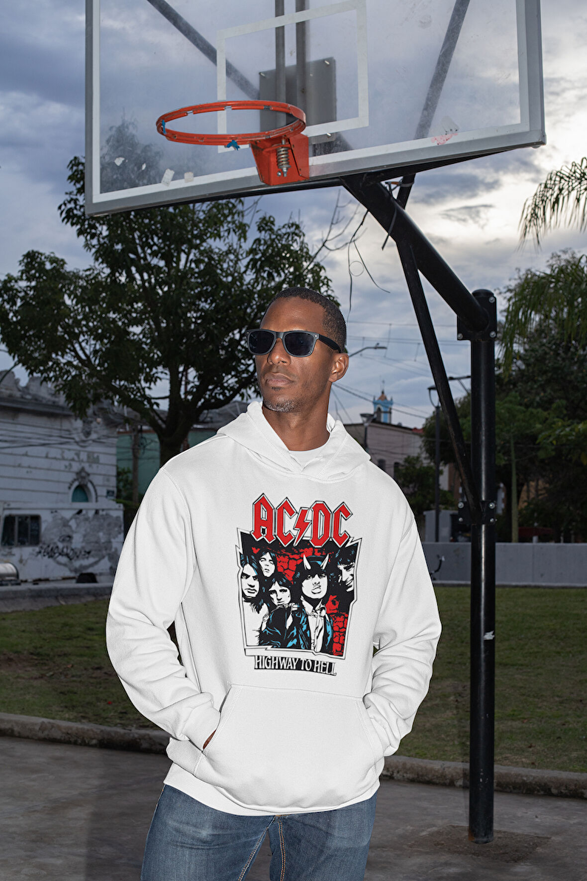 AC DC Highway To Hell Baskılı Unisex Oversize Rock Metal Hoodie