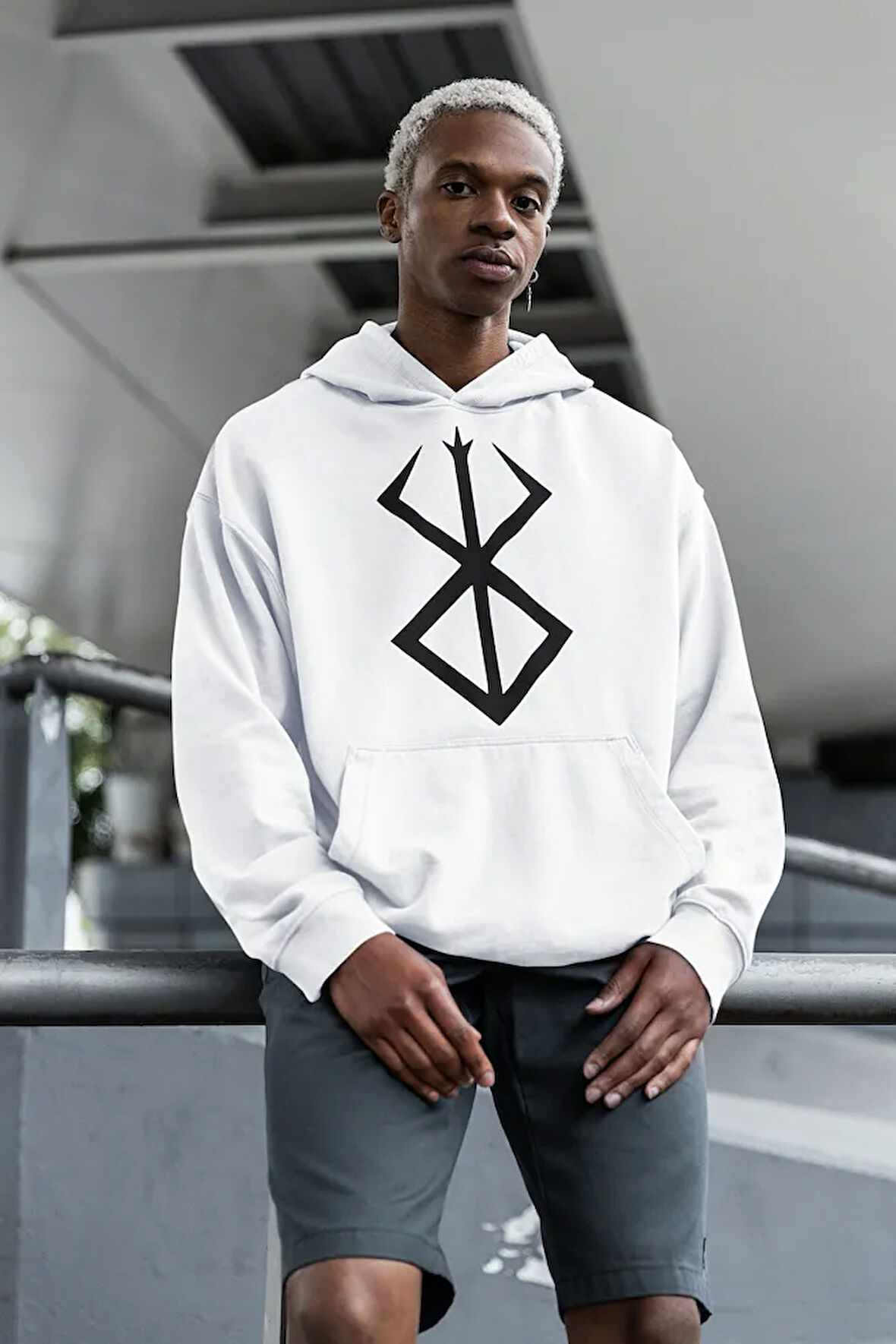 Anime Berserk Logo Baskılı Unisex Oversize Hoodie