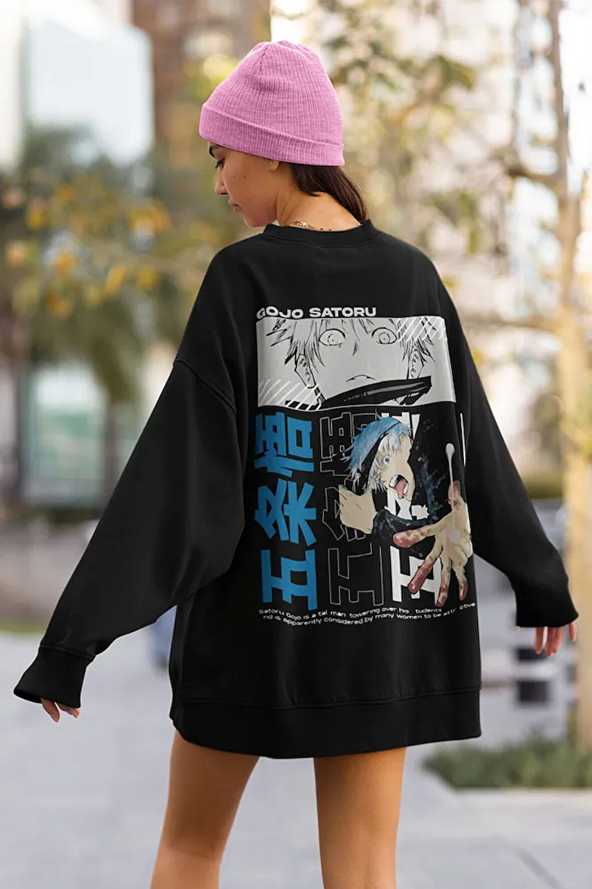 Gojo Satoru Baskılı Unisex Oversize Anime Karakter Sweatshirt