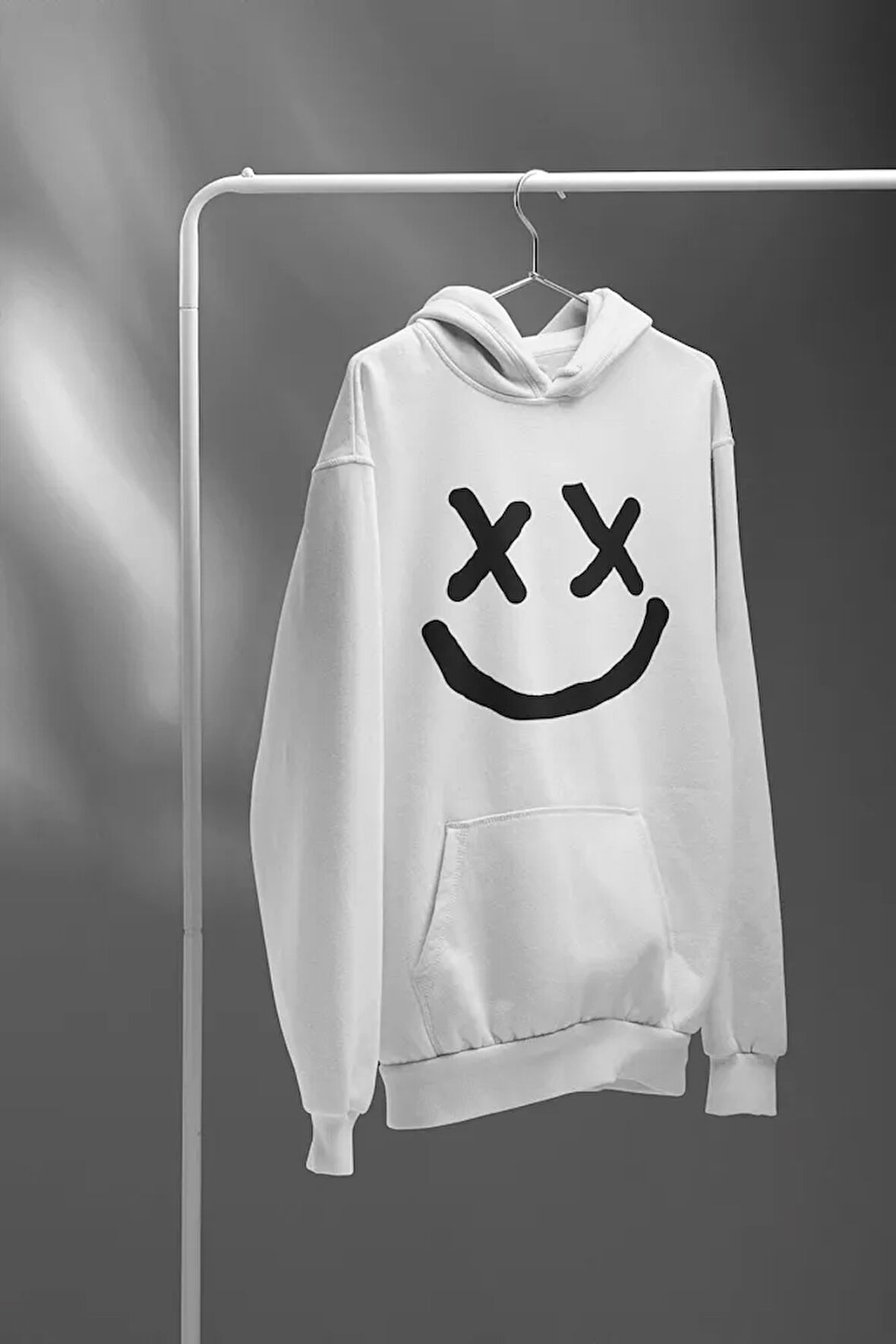 Gülen Surat Tasarım Baskılı Unisex Oversize Hoodie