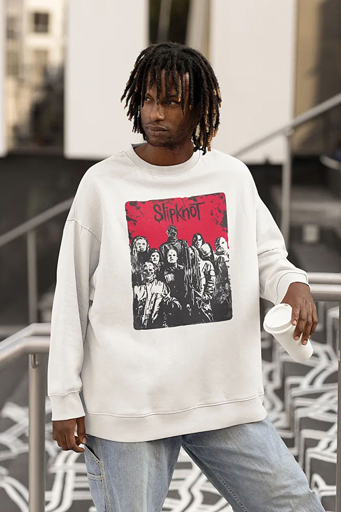 Rock Metal Müzik Grubu Baskılı Unisex Oversize Slipknot Sweatshirt