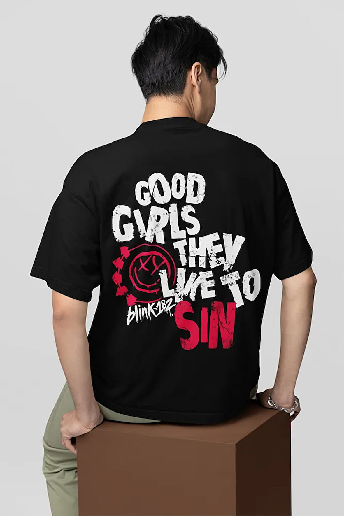 Blink-182 Yazılı Unisex Oversize Müzik Grubu Tişört