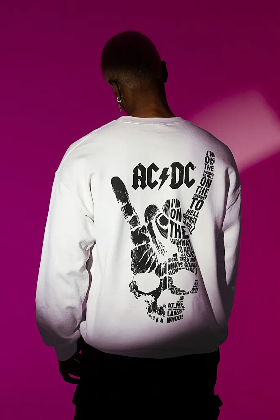 Müzik Grubu AC DC Baskılı Unisex Oversize Sweatshirt