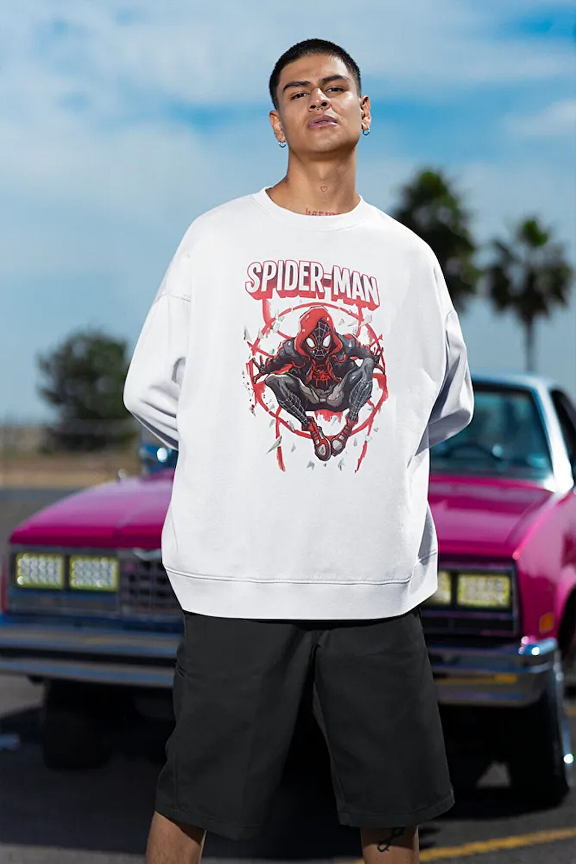 Spider-Man Baskılı Unisex Oversize Örümcek Adam Sweatshirt