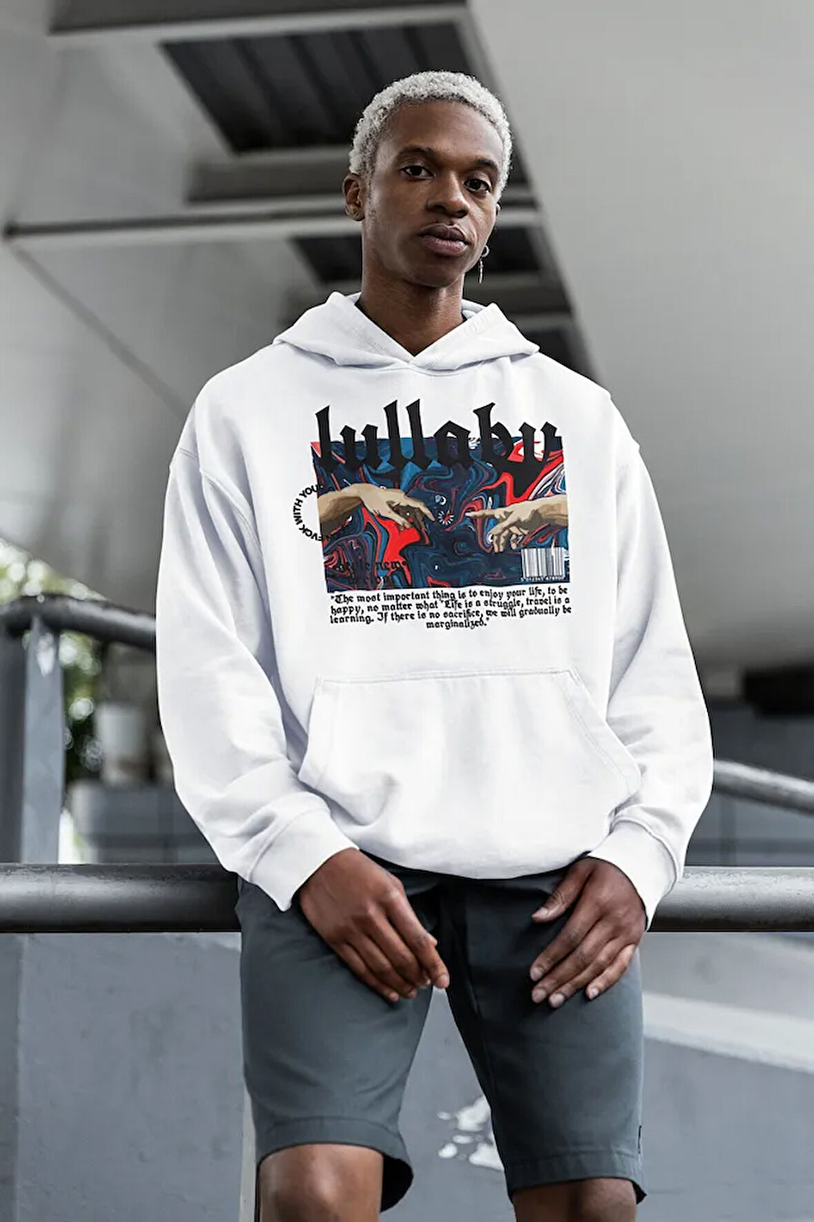 Lullaby Tasarım Baskılı Unisex Oversize Hoodie