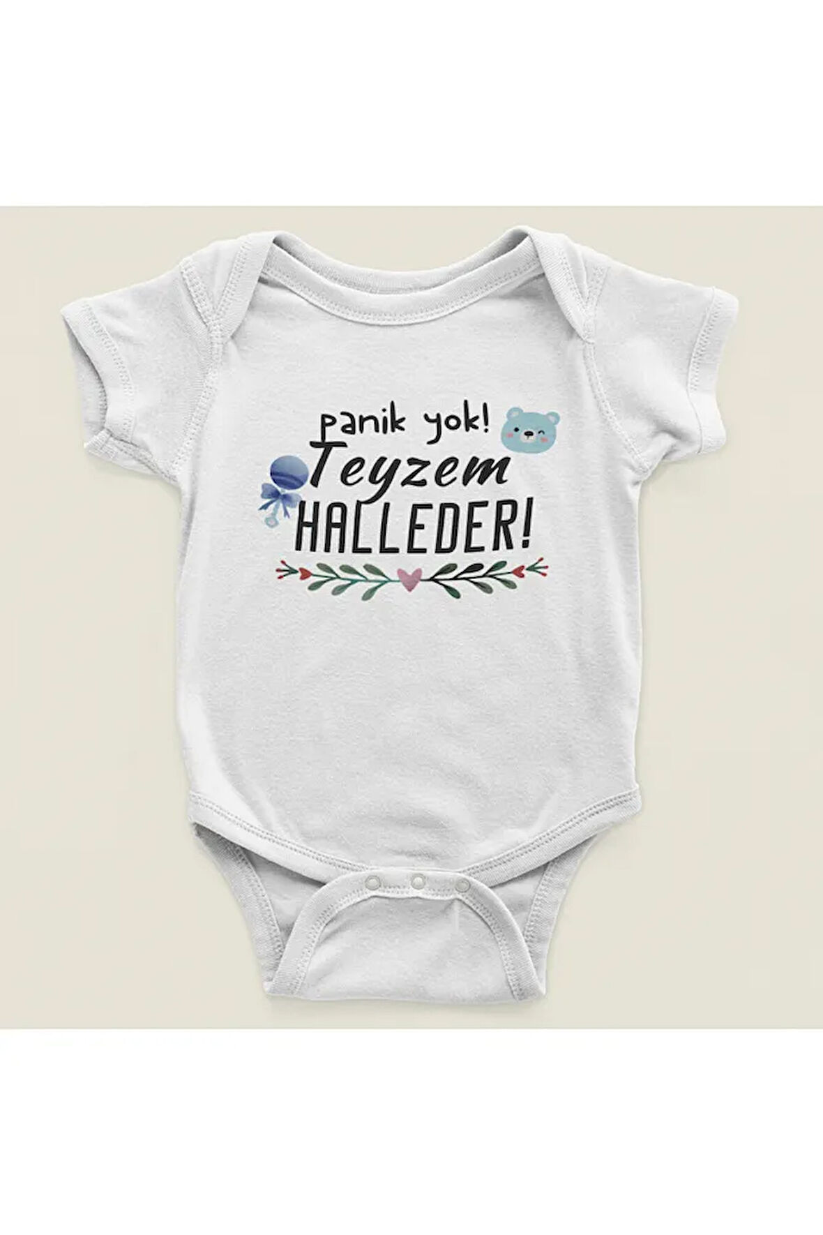 Panik Yok Teyzem Halleder ! Yazılı Pamuklu Yumuşak Unisex Çıtçıtlı Body Zıbın