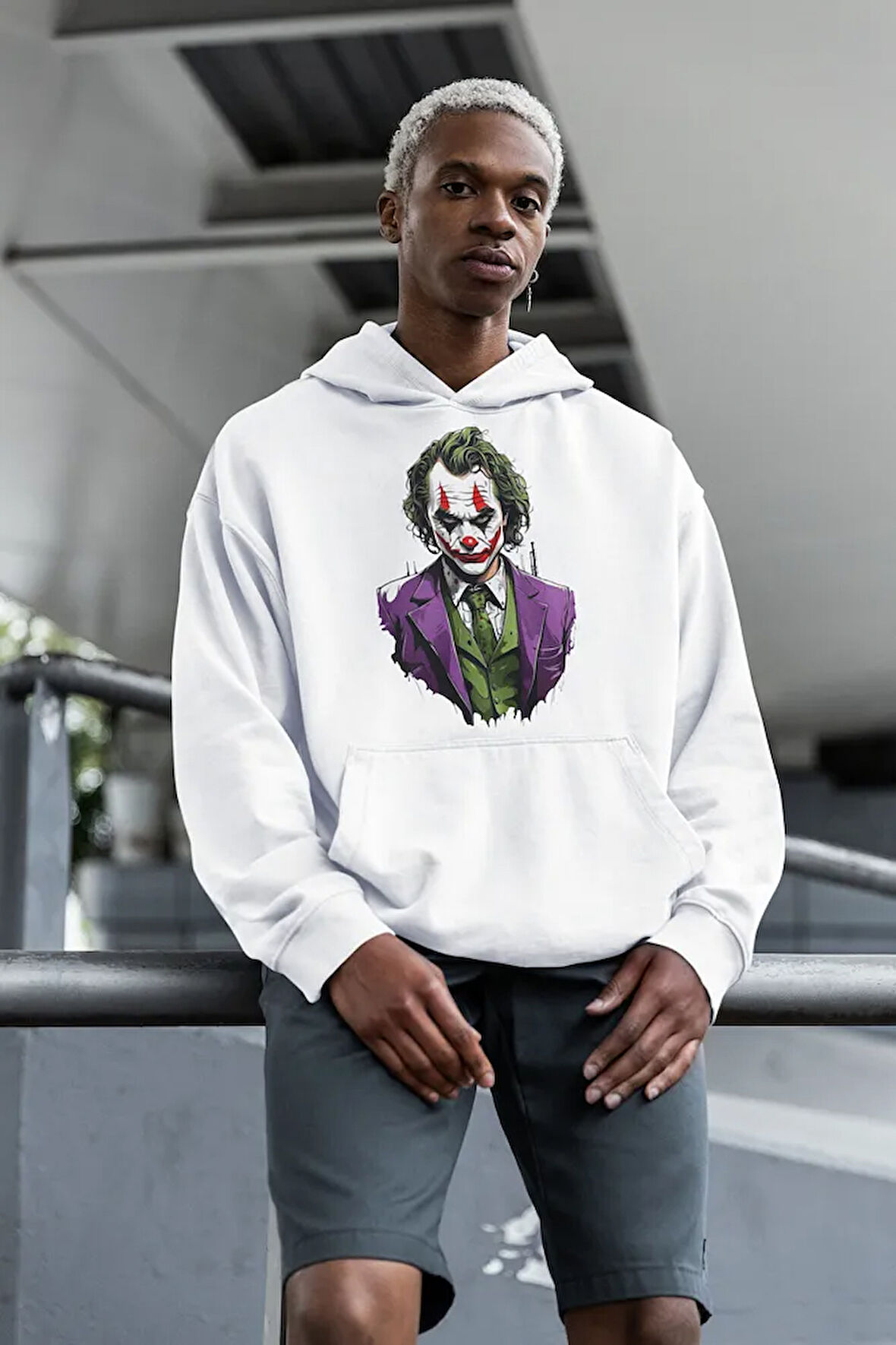 Joker Baskılı Unisex Oversize DC Karakter Hoodie
