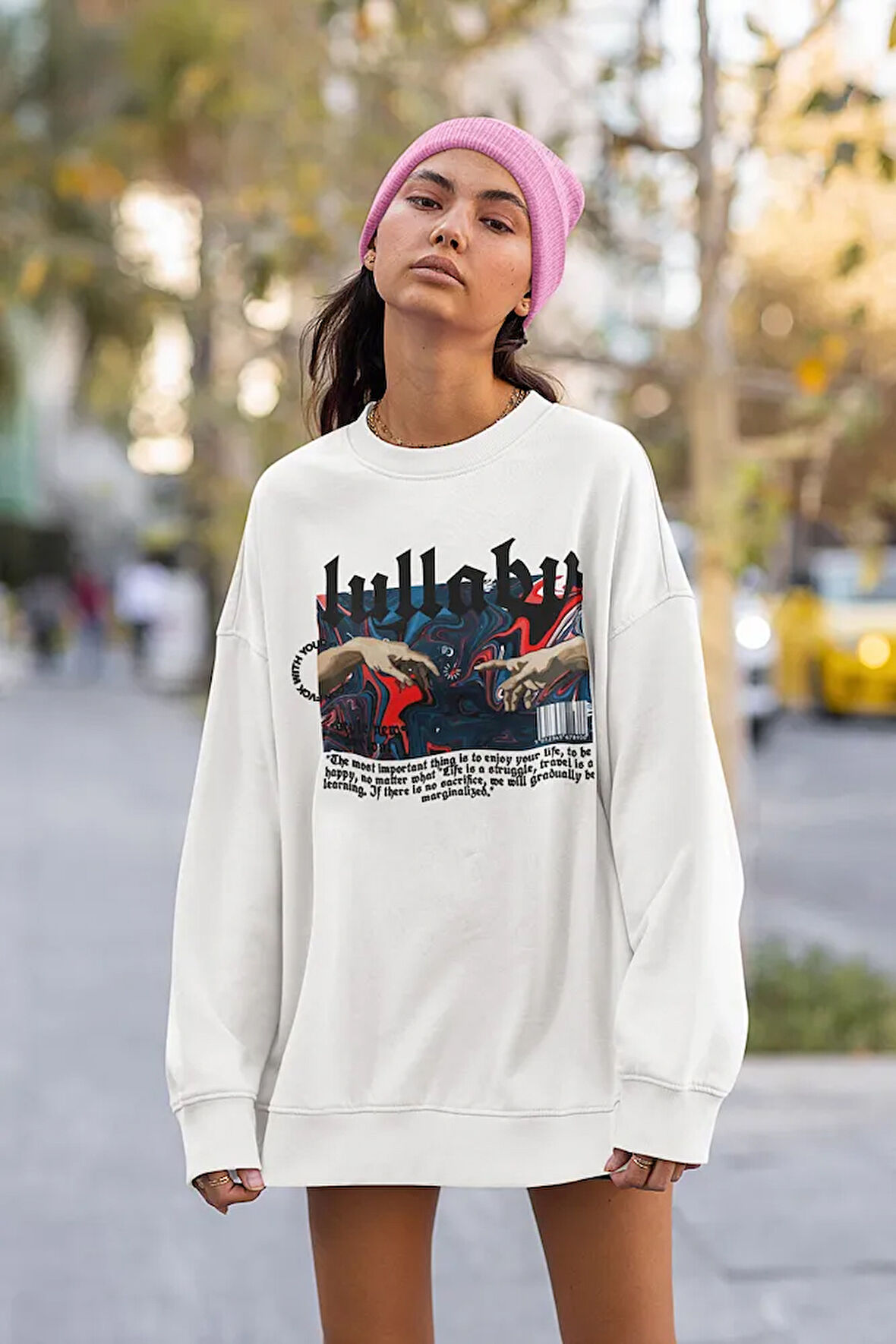 Lullbaby Tasarım Baskılı Unisex Oversize Sweatshirt