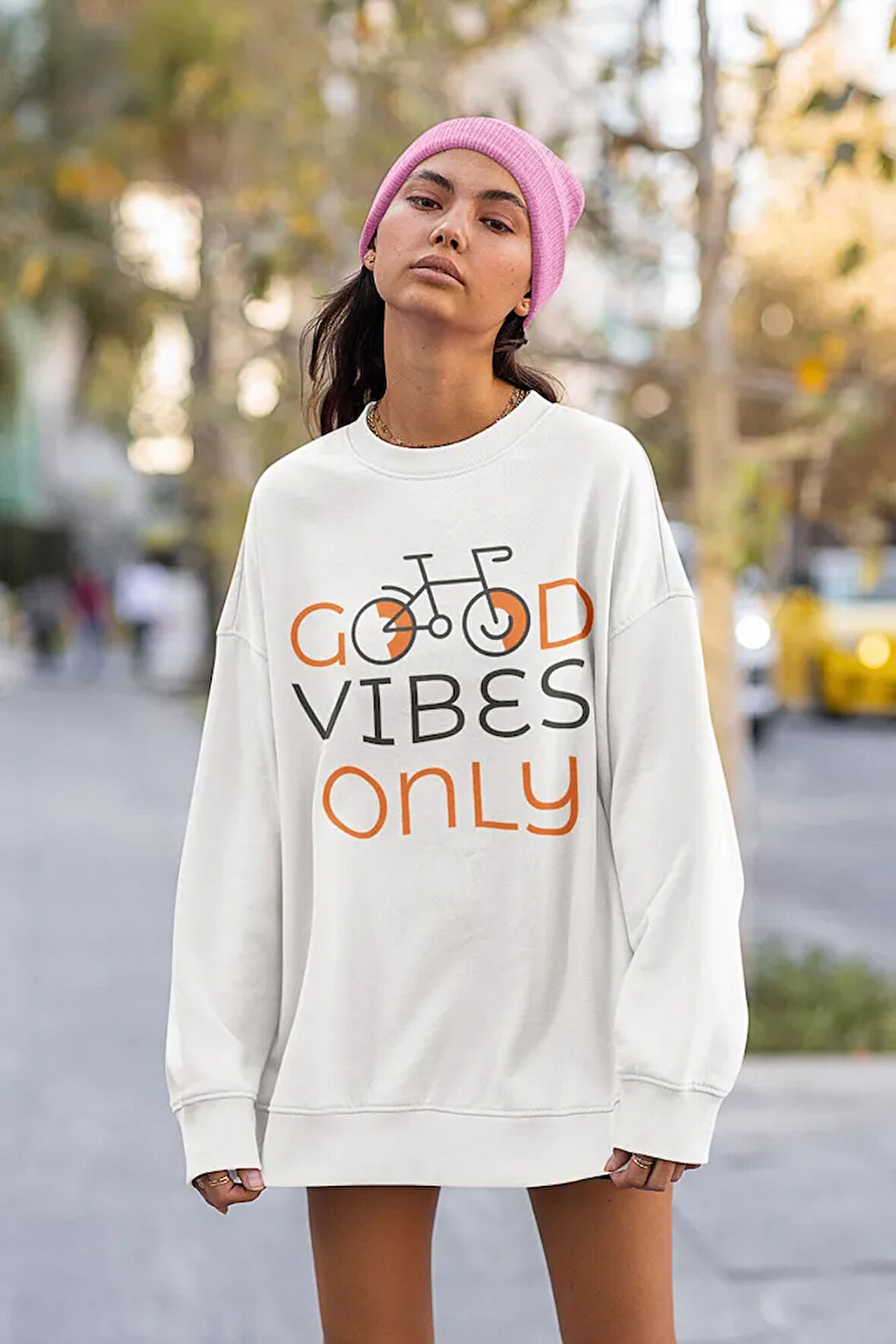 Good Vibes Only Yazılı Unisex Oversize Sweatshirt