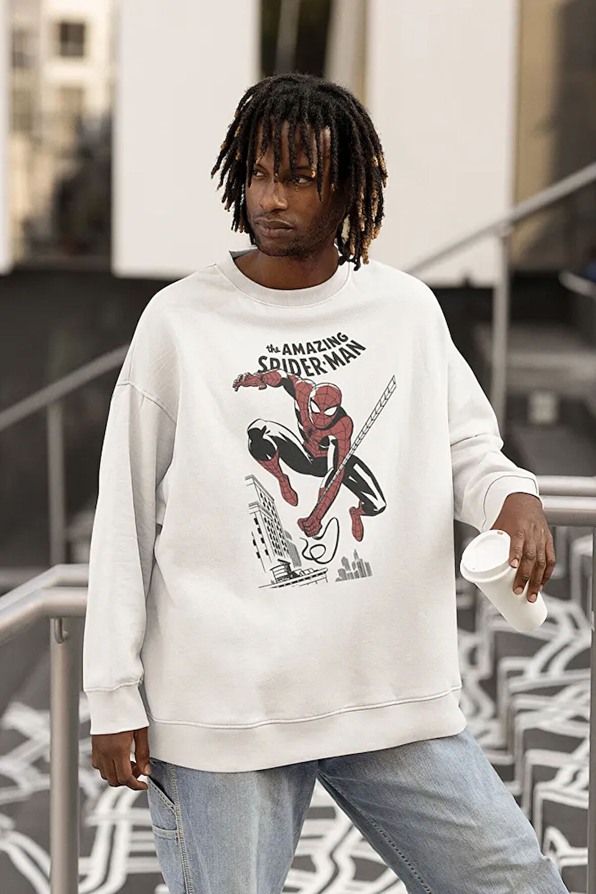 The Amazing Spider-Man Baskılı Unisex Oversize Örümcek Adam Sweatshirt