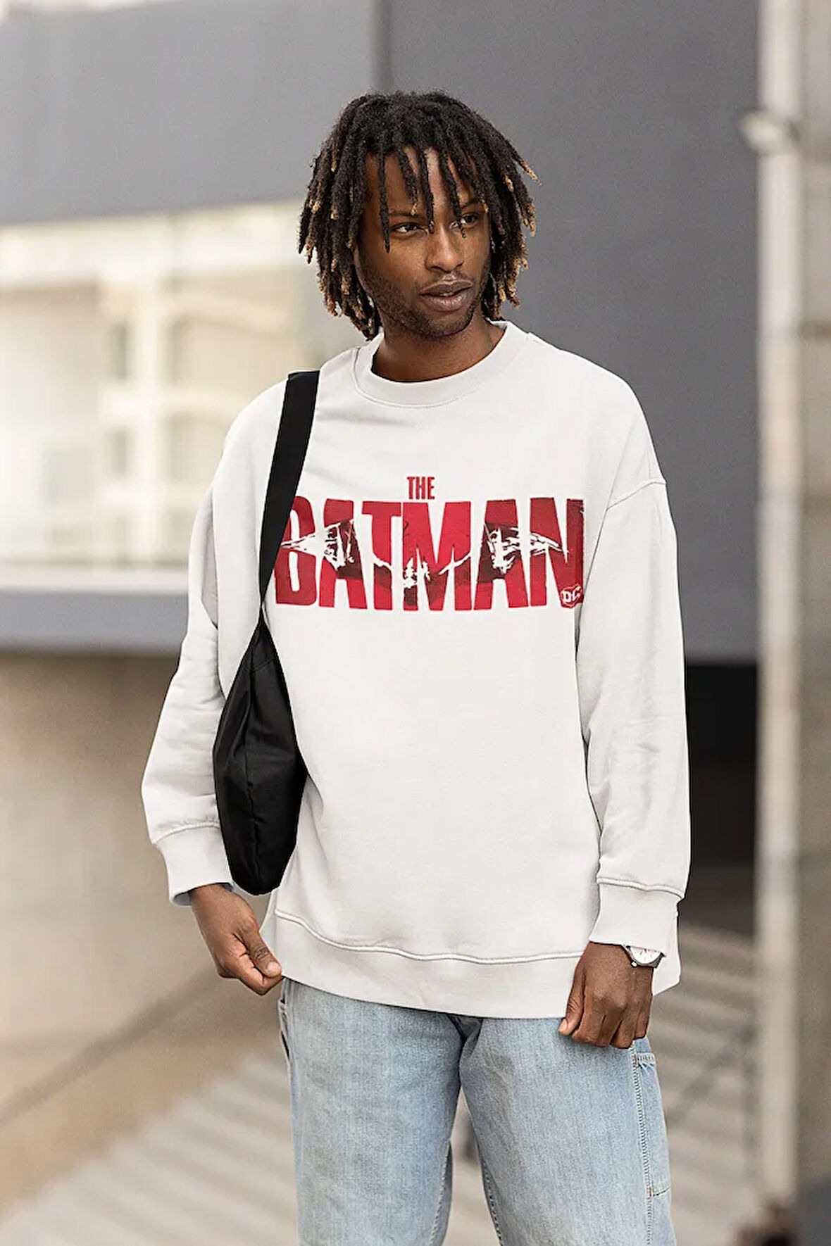 The Batman Tasarım Yazılı Unisex Oversize Sweatshirt