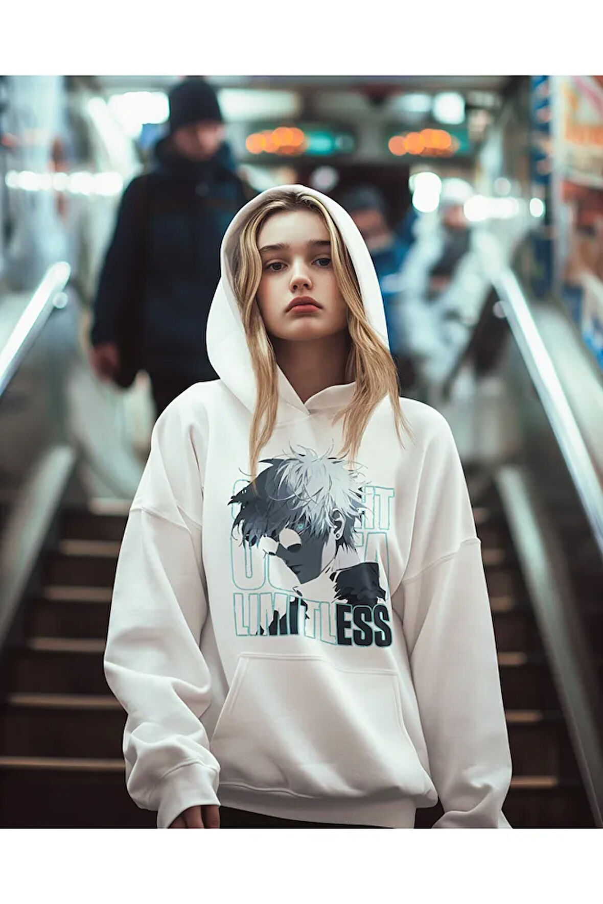 Anime Karakter Baskılı Unisex Oversize Hoodie