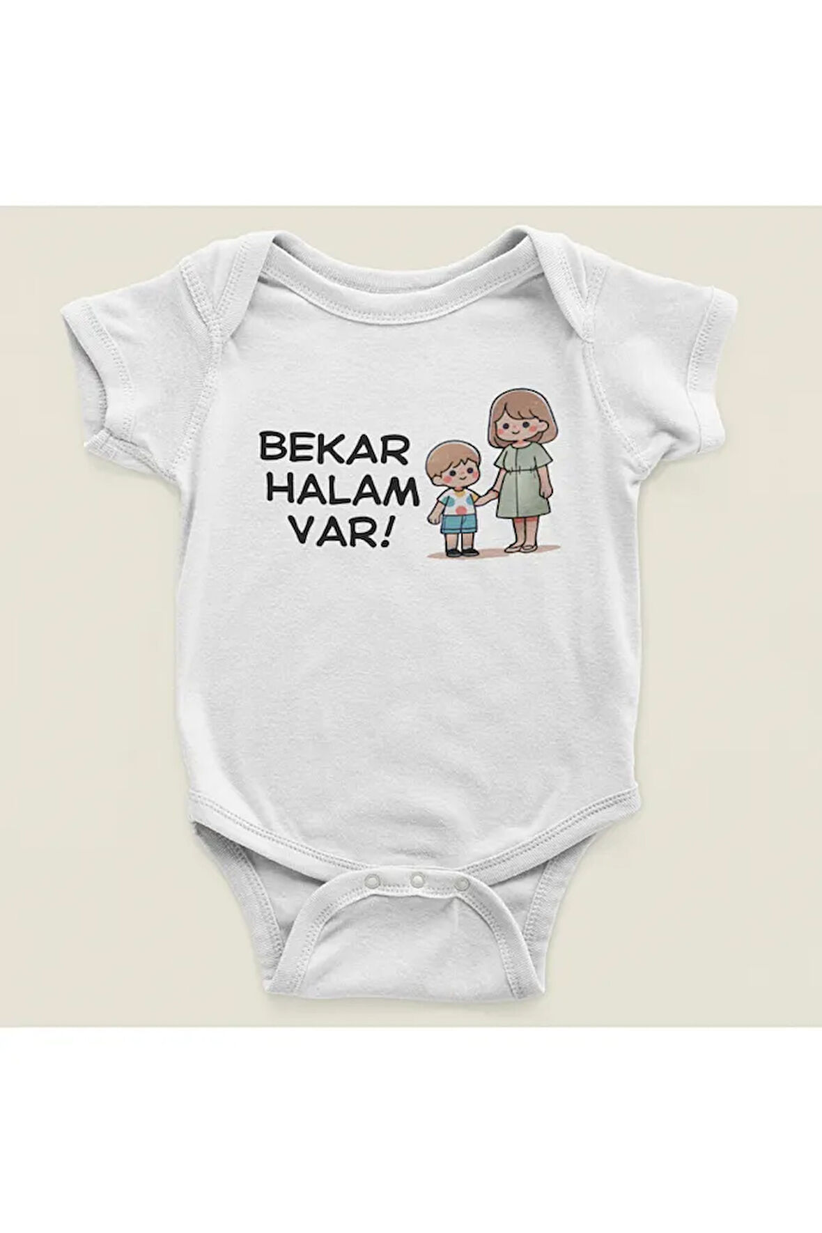 Bekar Halam Var ! Yazılı Pamuklu Yumuşak Unisex Çıtçıtlı Body Zıbın