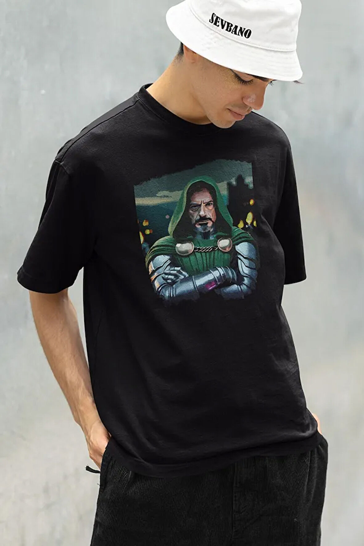 Doom Baskılı Unisex Tişört, Oversize Doctor Doomstay Marvel Karakter Tişört