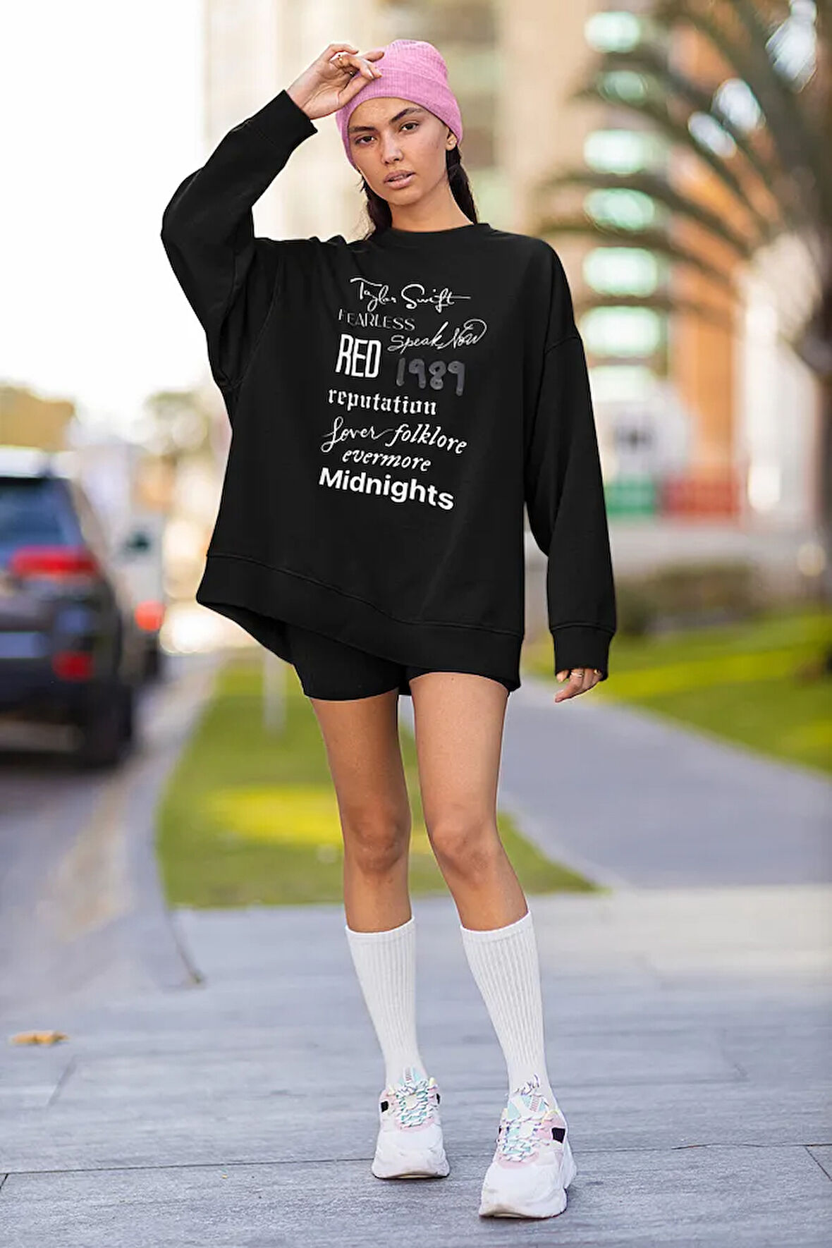 Taylor Swift Albüm İsimleri Baskılı Unisex Oversize Sweatshirt
