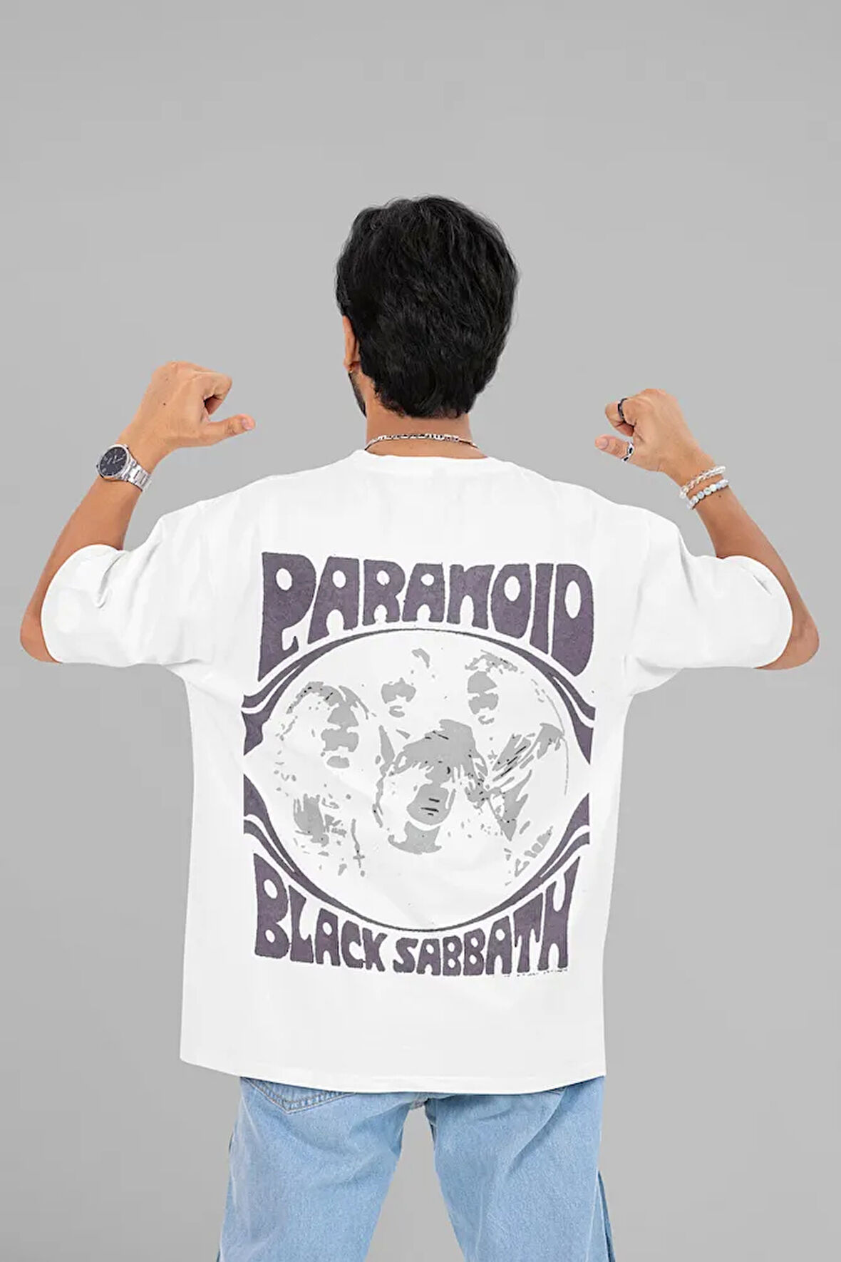 Paranoid Black Sabbath Baskılı Unisex Oversize Müzik Grubu Tişört