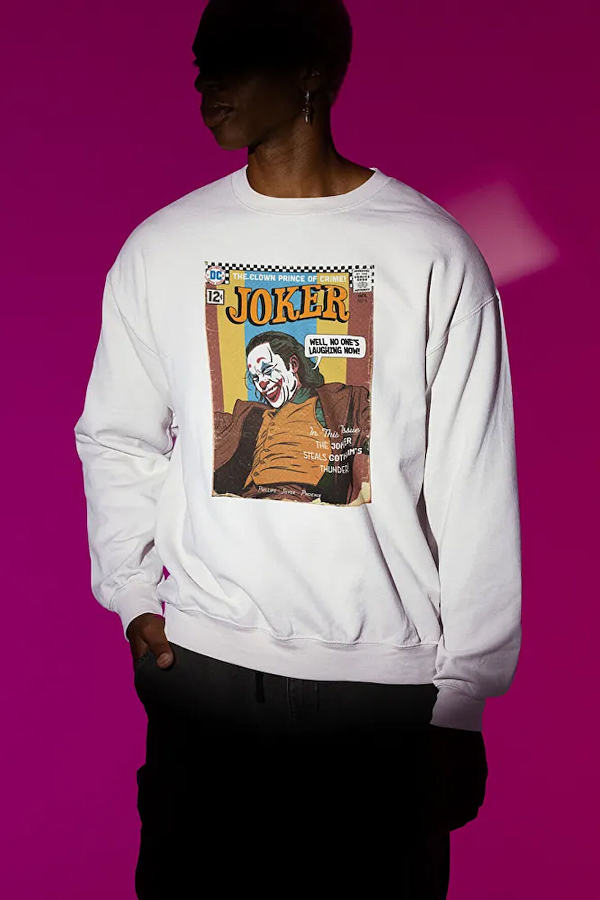 Tasarım Joker Dergi Kapağı DC Karakter Baskılı Unisex Oversize Sweatshirt