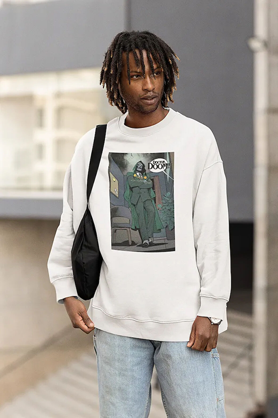 Doctor Doom Baskılı Unisex Oversize Marvel Sweatshirt