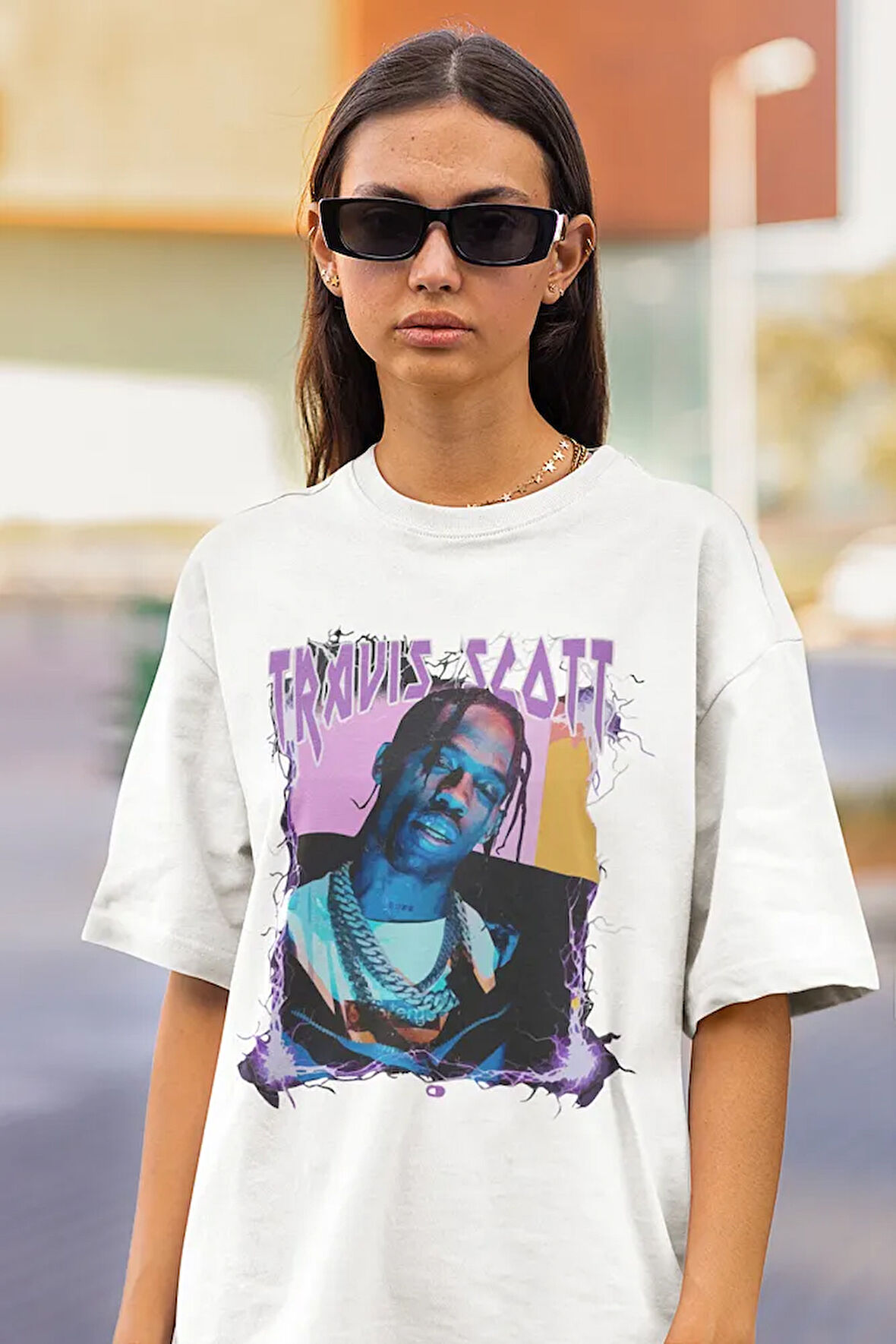 Şarkıcı Travis Scott Baskılı Unisex Oversize Rapper Tişört