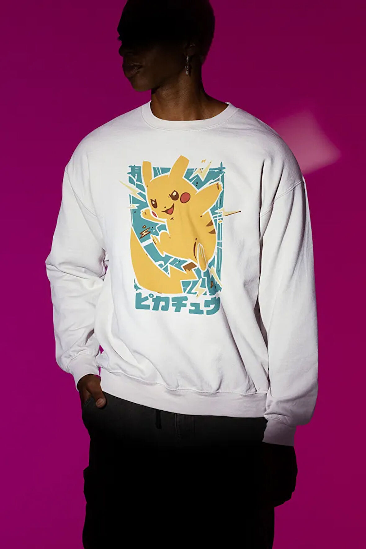 Pokemon Pikaçu Baskılı Unisex Oversize Çizgi Film Sweatshirt
