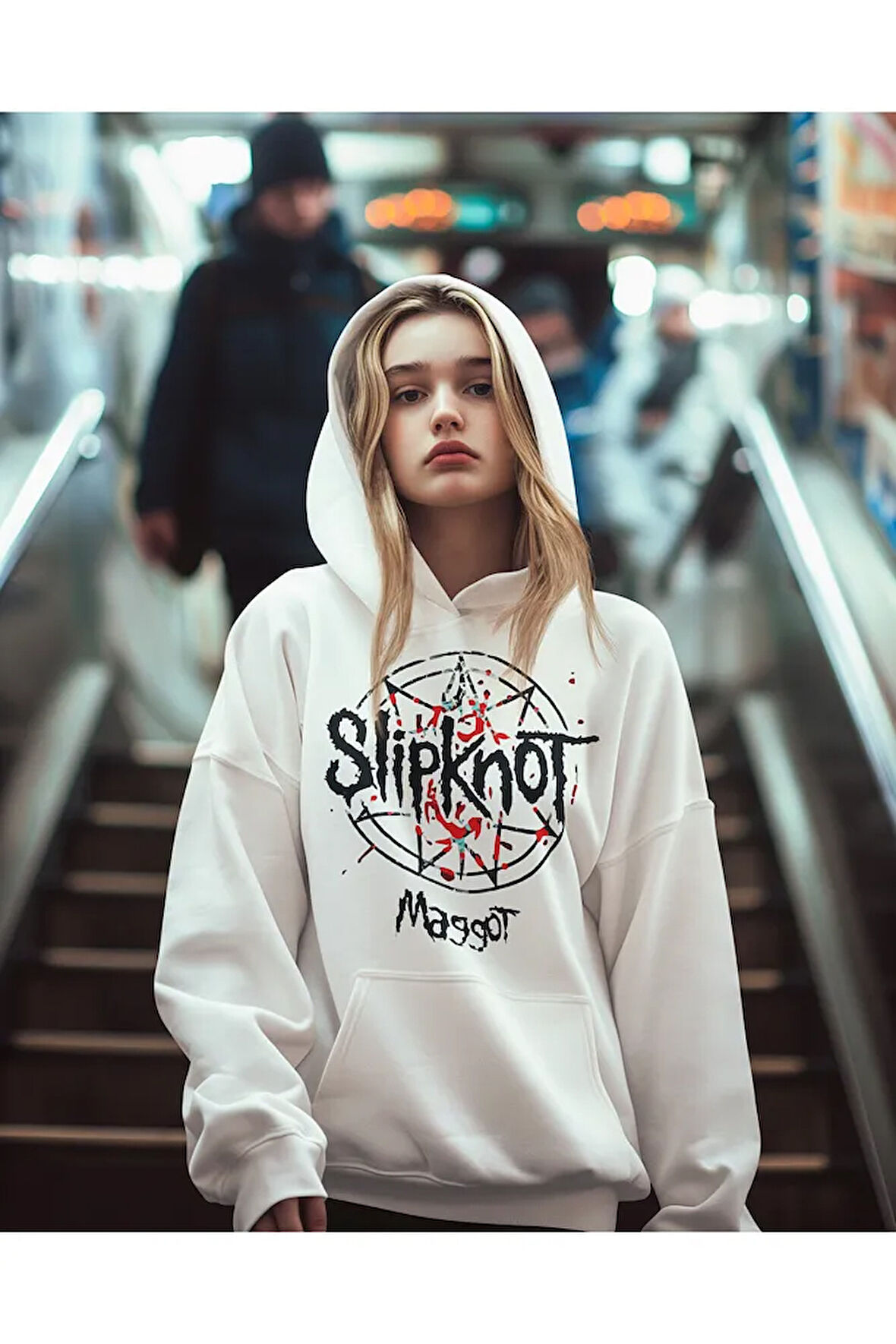 Slipknot Maggot Yazılı Unisex Oversize Rock Metal Hoodie
