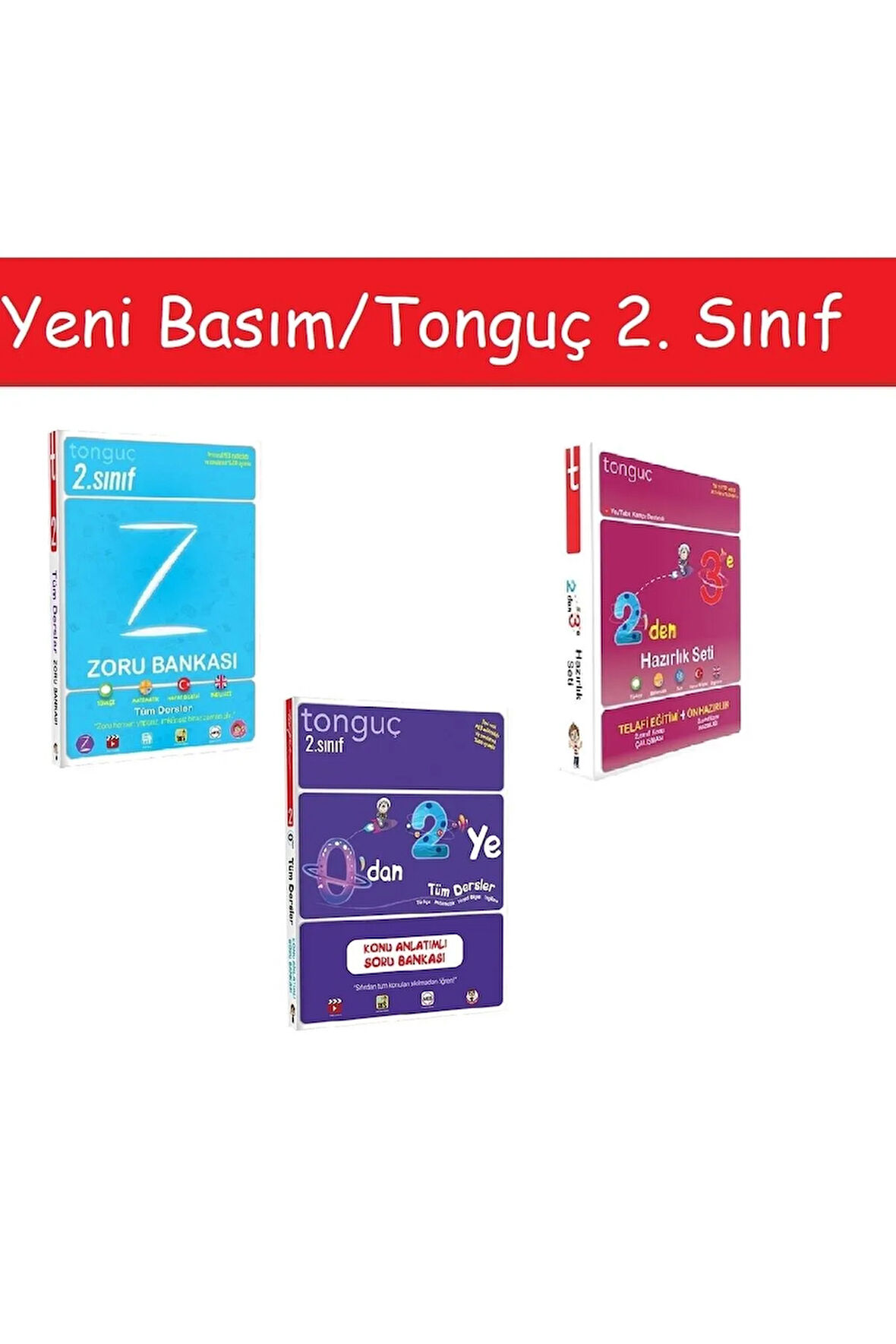 Tonguç 2. Sınıf Tüm Dersler Zoru Bankası & 0'dan 2'ye Konu Anlatımlı Soru & 2'den 3'e Hazırlık Seti