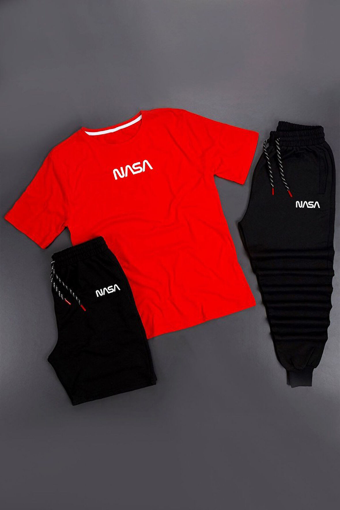 Uyguntarz 3'lü Unisex Nasa Baskılı Eşofman Takımı Kombini