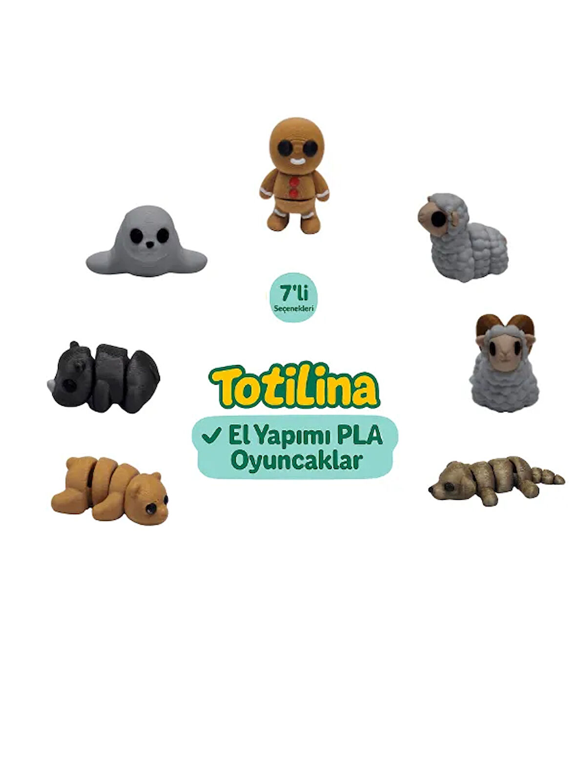 7'li set (Kurabiye adam Koyun koç Köpek Ayı Gergedan Fok…)