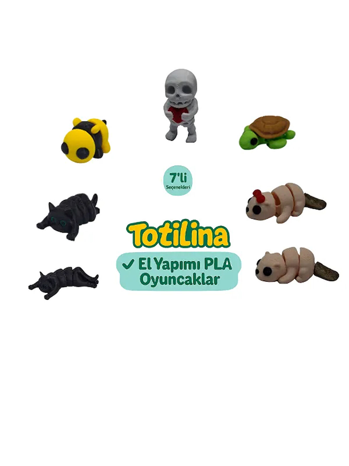 7'li set (İskelet Kaplumbağa Su samuru Arı Kedi…)