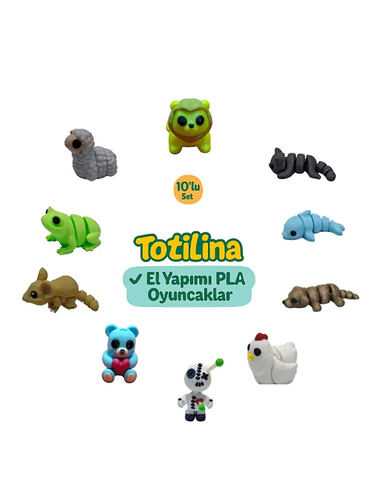 10'lu set (aslan kedi yunus köpek tavuk voodoo ayı fare kurbağa…)