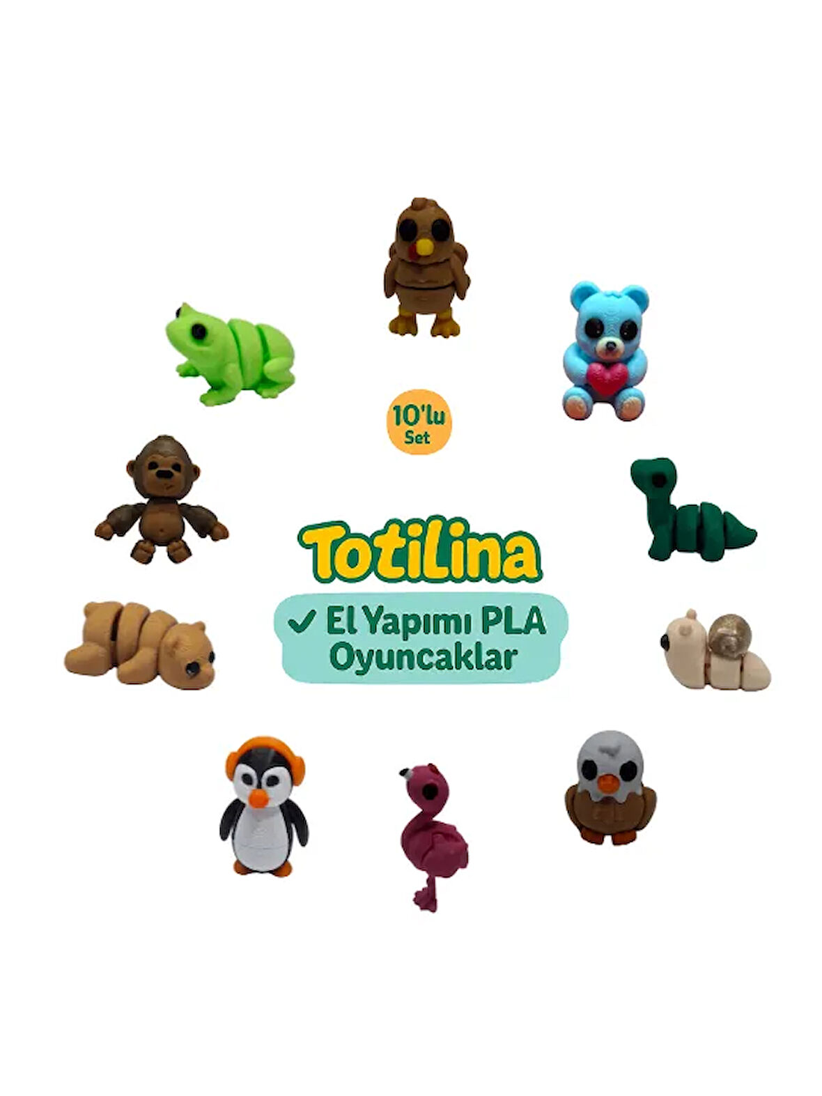 10'lu set (hindi ayı dinozor salyangoz kartal flamingo penguen…)