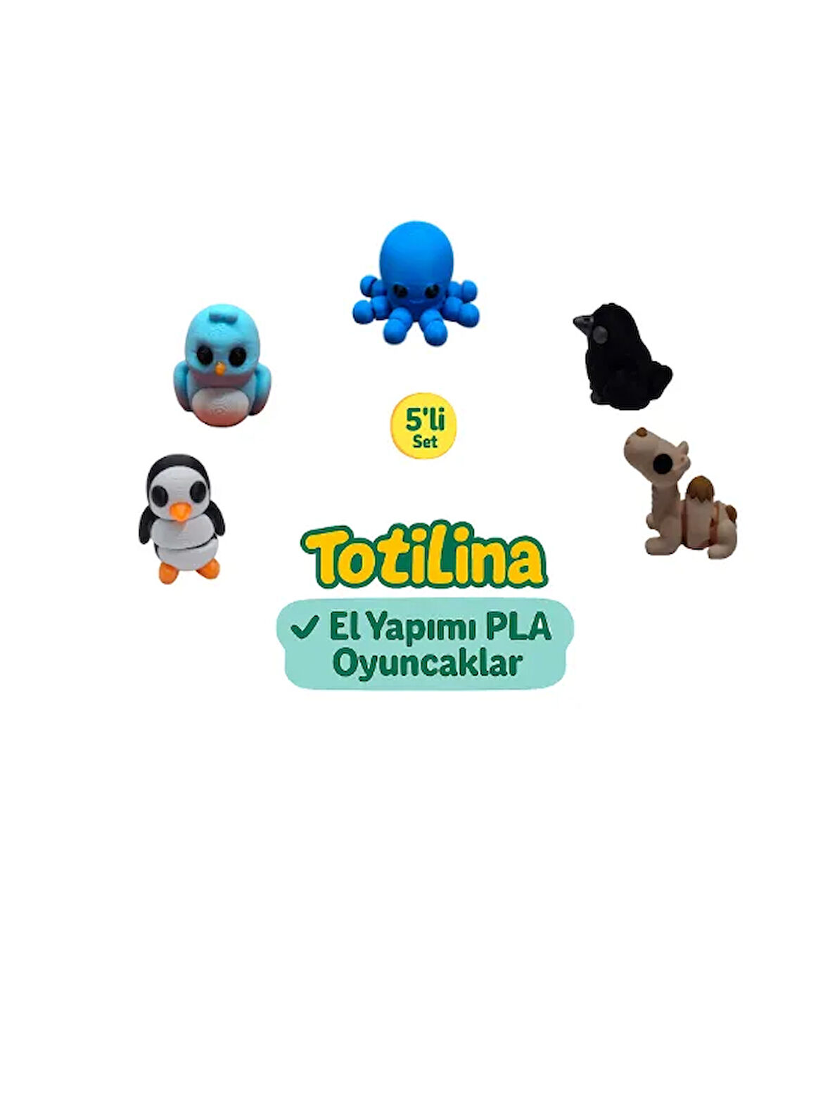 5'li set (ahtapot karga deve penguen kuş…)