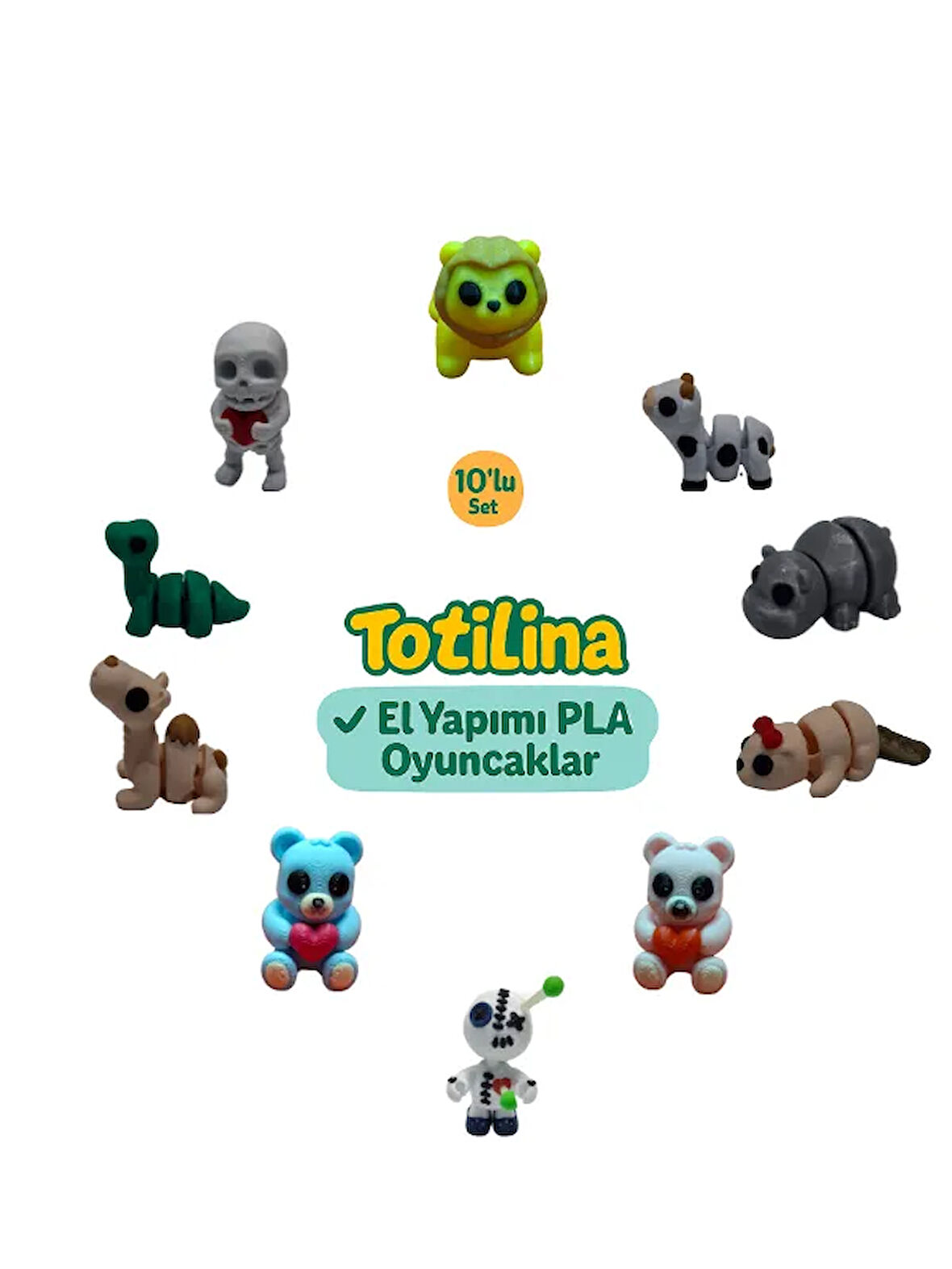 10'lu set (aslan inel hipopotam su samuru ayı voodoo deve dinozor…)