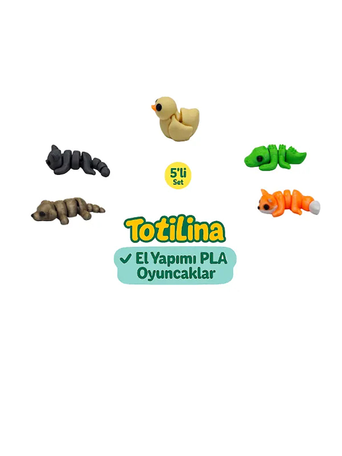 5'li set (ördek timsah tilki köpek kedi…)