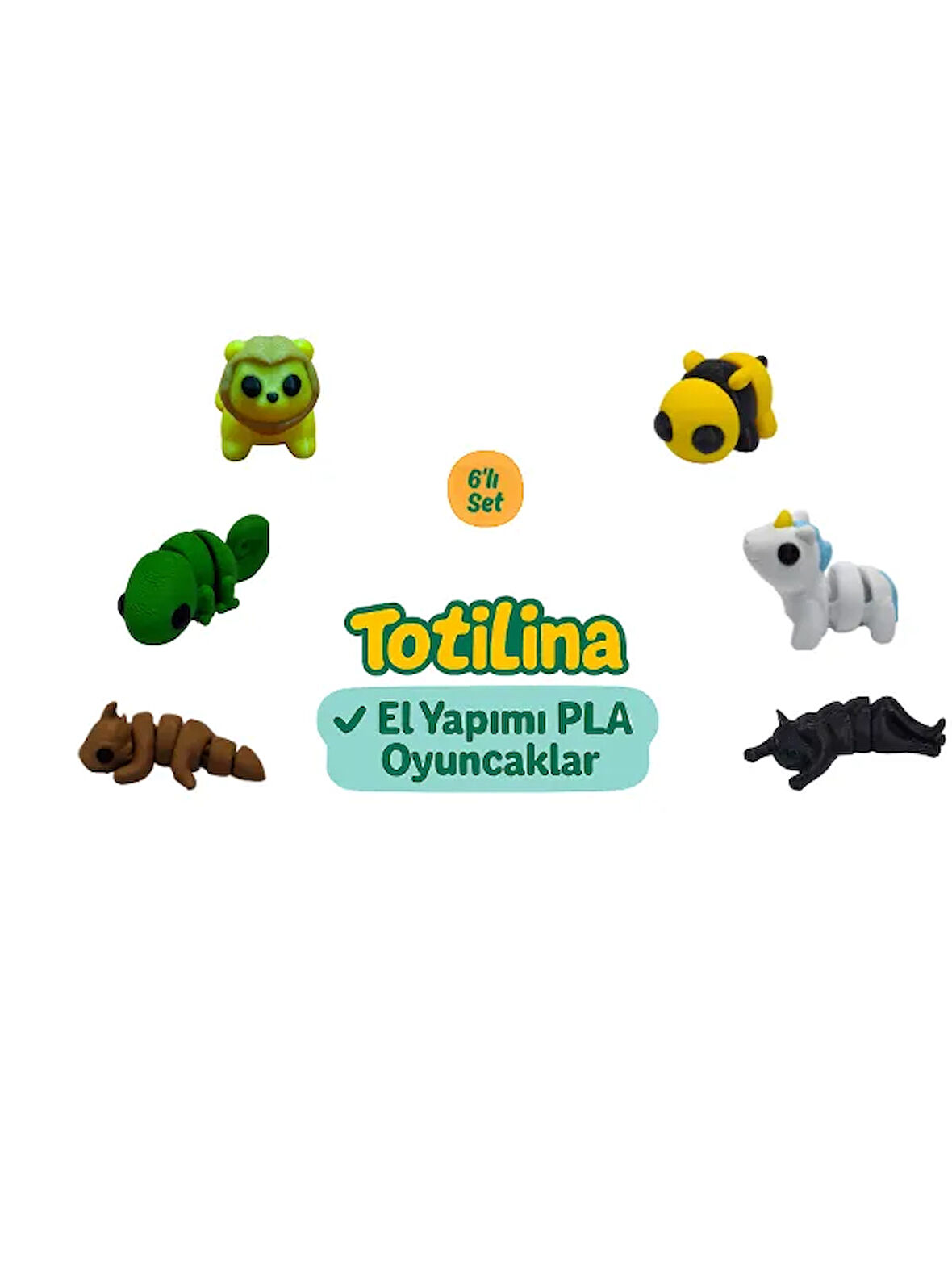6'lı set (aslan arı unicorn kedi ejderha bukalemun…)